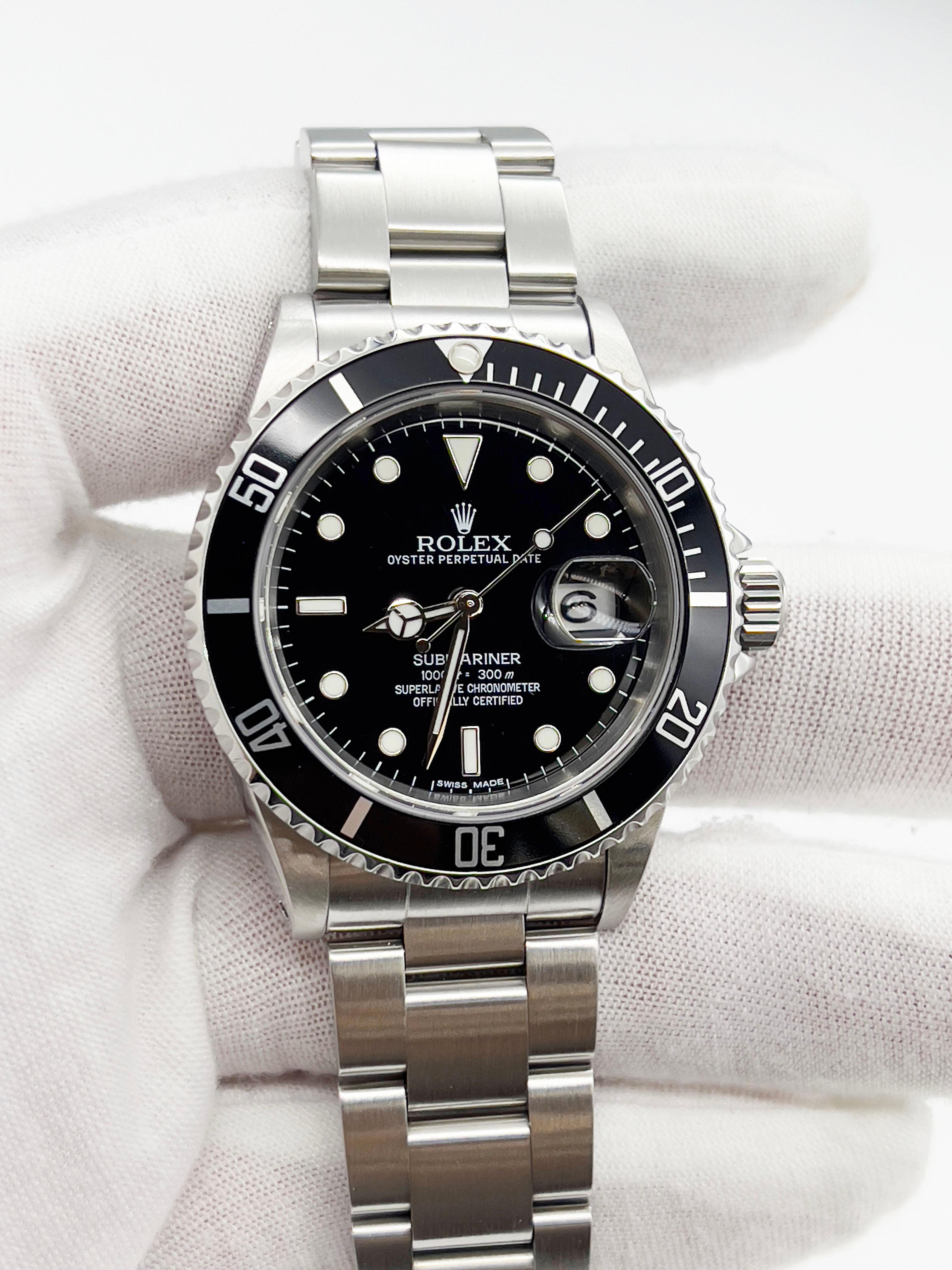 Rolex Submariner Date 16610 40mm Schwarze Box-Service-Karte aus Edelstahl Herren