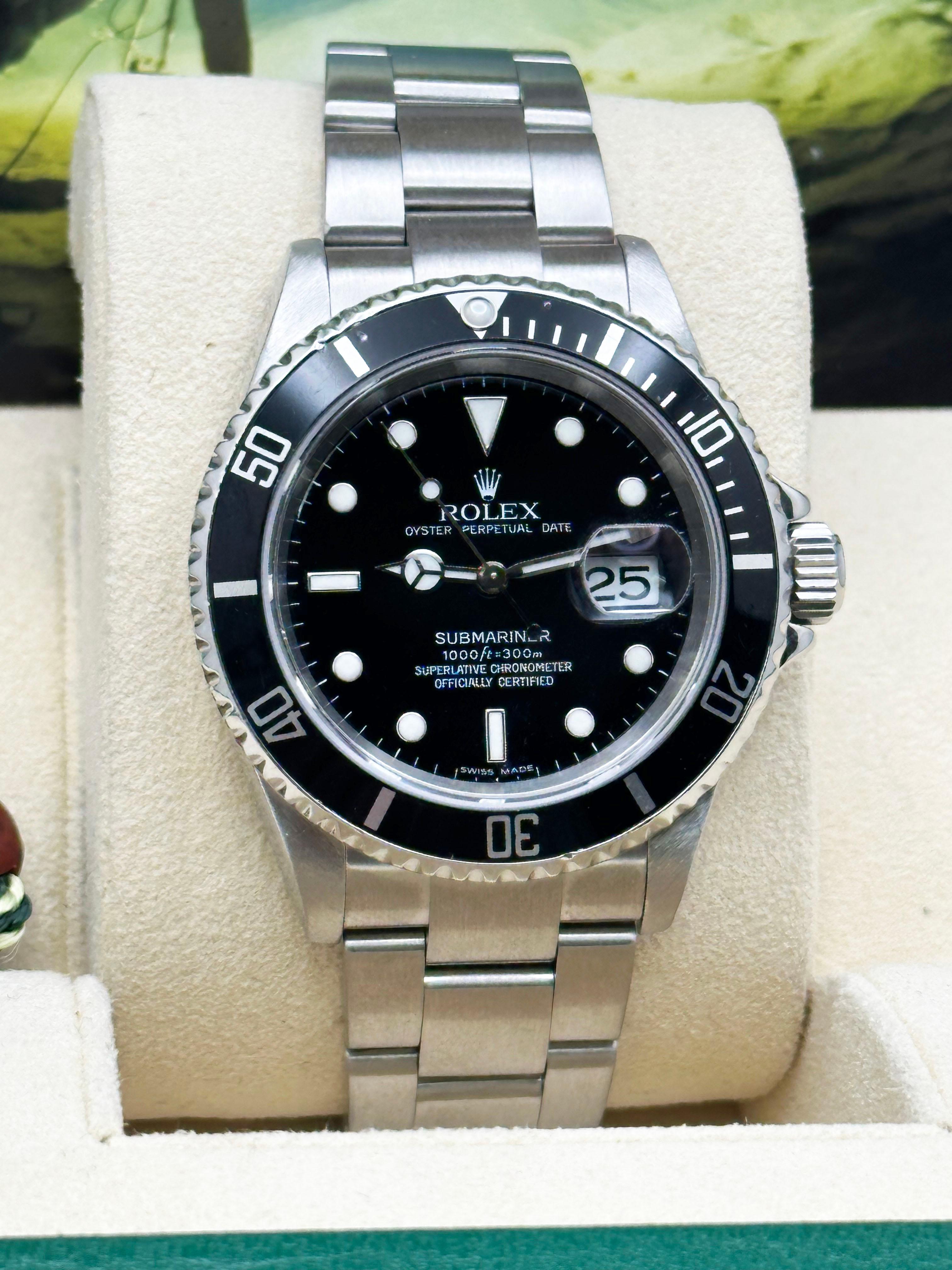 Men's Rolex Submariner Date 16610 Black Dial Stainless Steel Box Booklet 2005