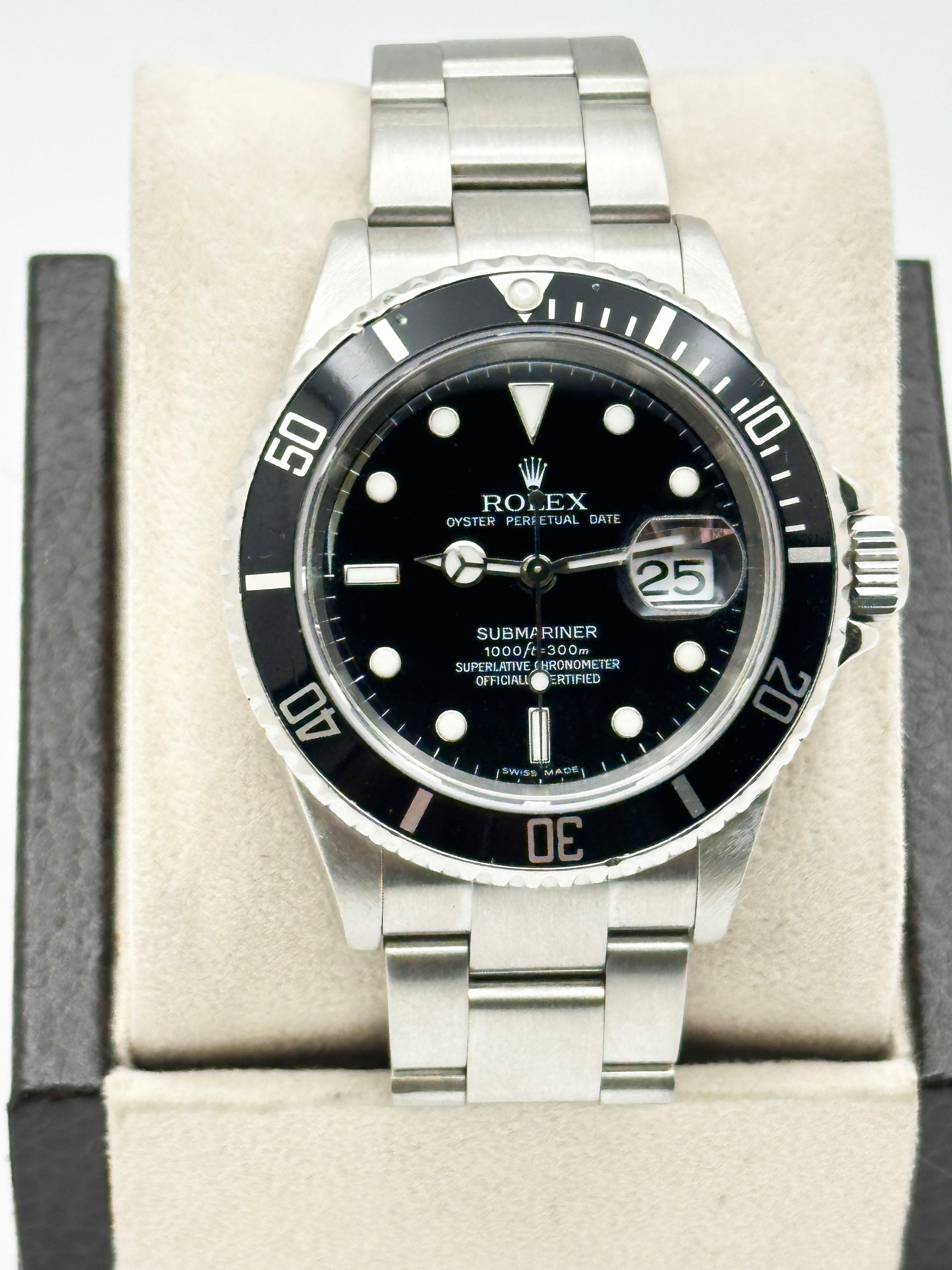 Rolex Submariner Date 16610 Black Dial Stainless Steel Box Booklet 2005 2