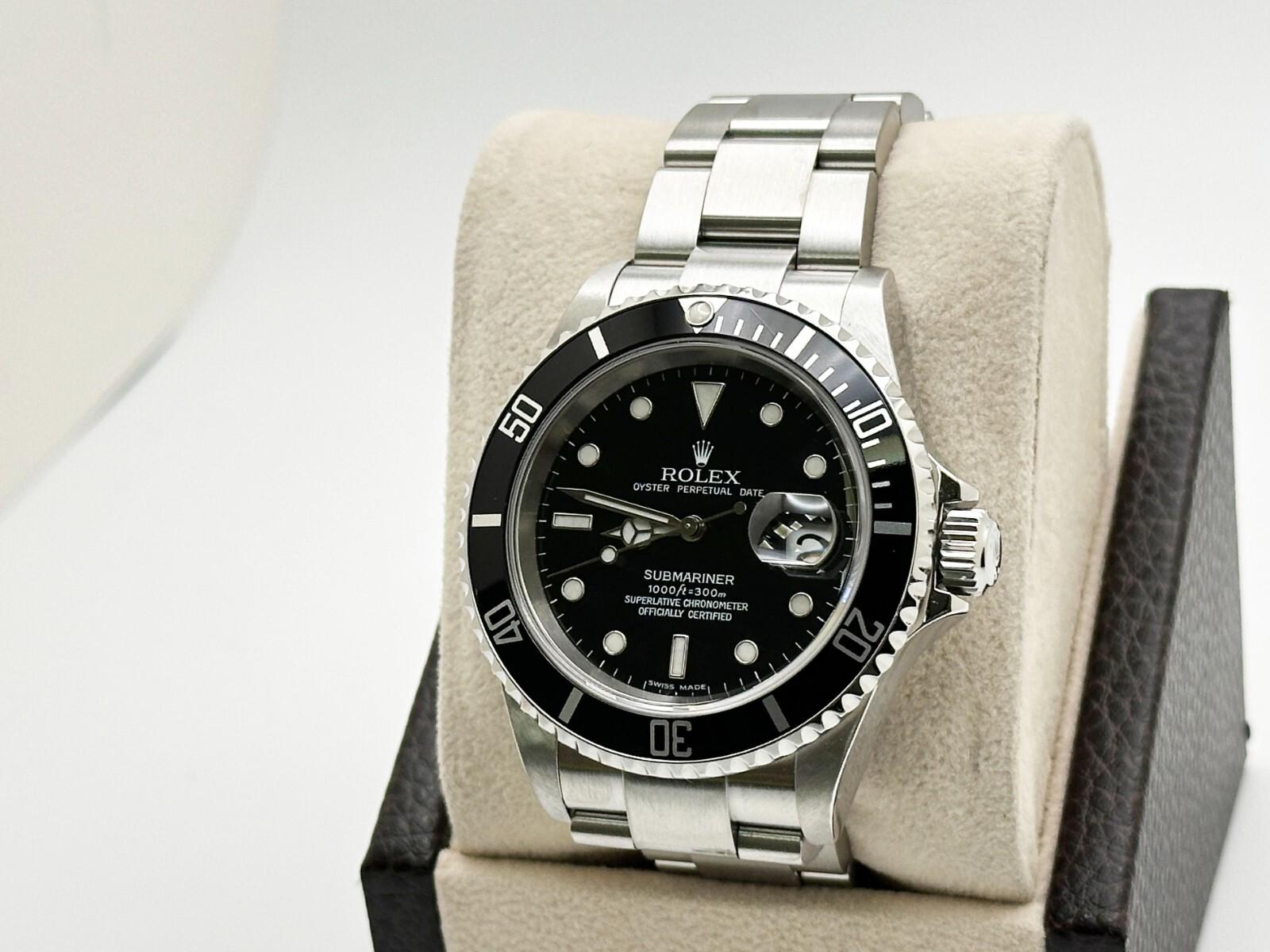 Uomo Rolex Submariner Date 16610 Quadrante Nero Acciaio Inox Scatola Carta 40mm 2006