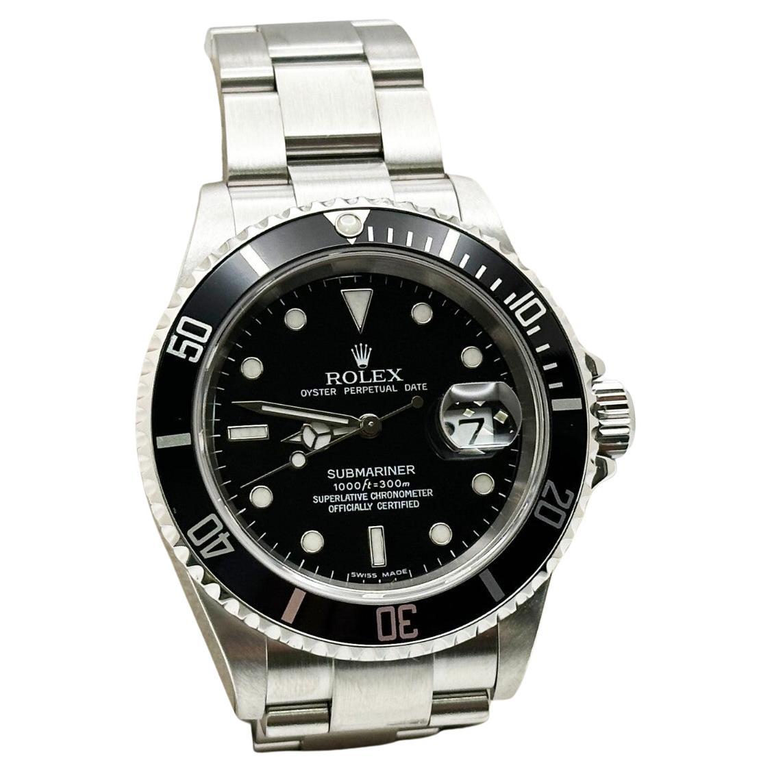 Rolex Submariner Date 16610 Black Dial Stainless Steel Box Paper 40mm 2006