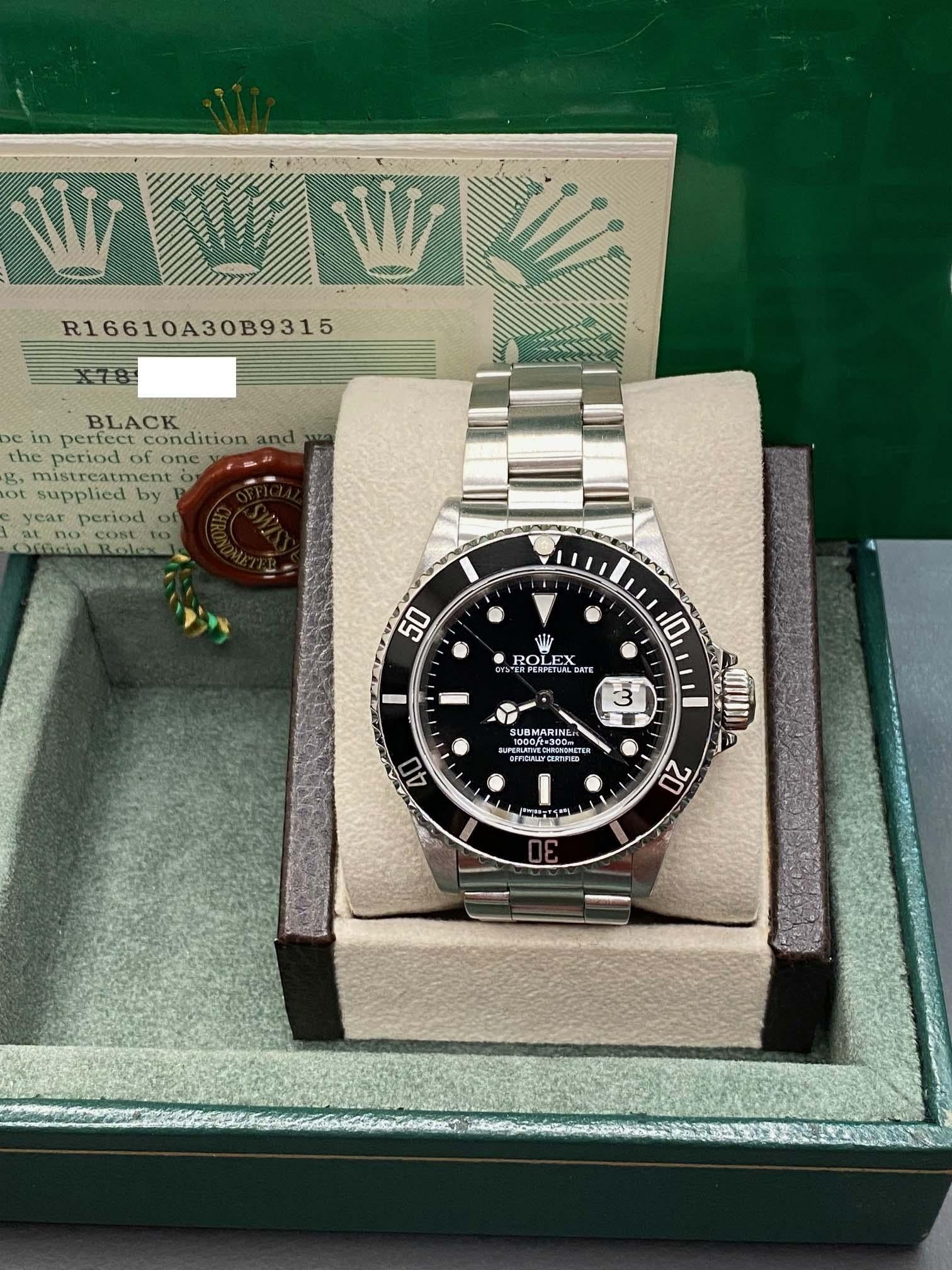 Rolex Submariner Date 16610 Black Dial Stainless Steel Box Papers 1