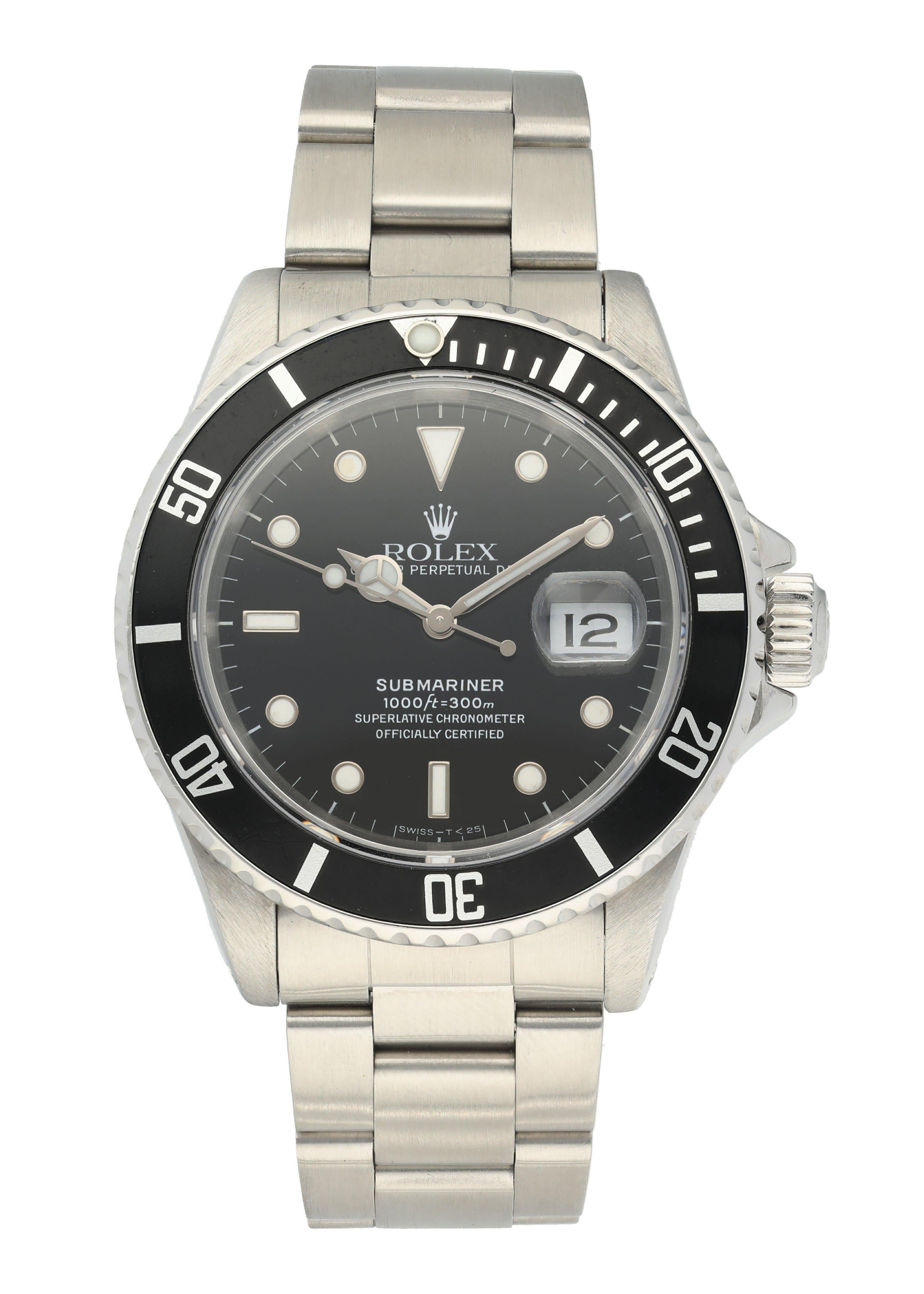 Rolex Submariner Date 16610 Men's Watch. 
42mm Stainless Steel case. 
Stainless Steel Unidirectional rotating bezel. 
Black dial with Luminous Steel hands and luminous dot hour markers. 
Minute markers on the outer dial. 
Date display at the 3
