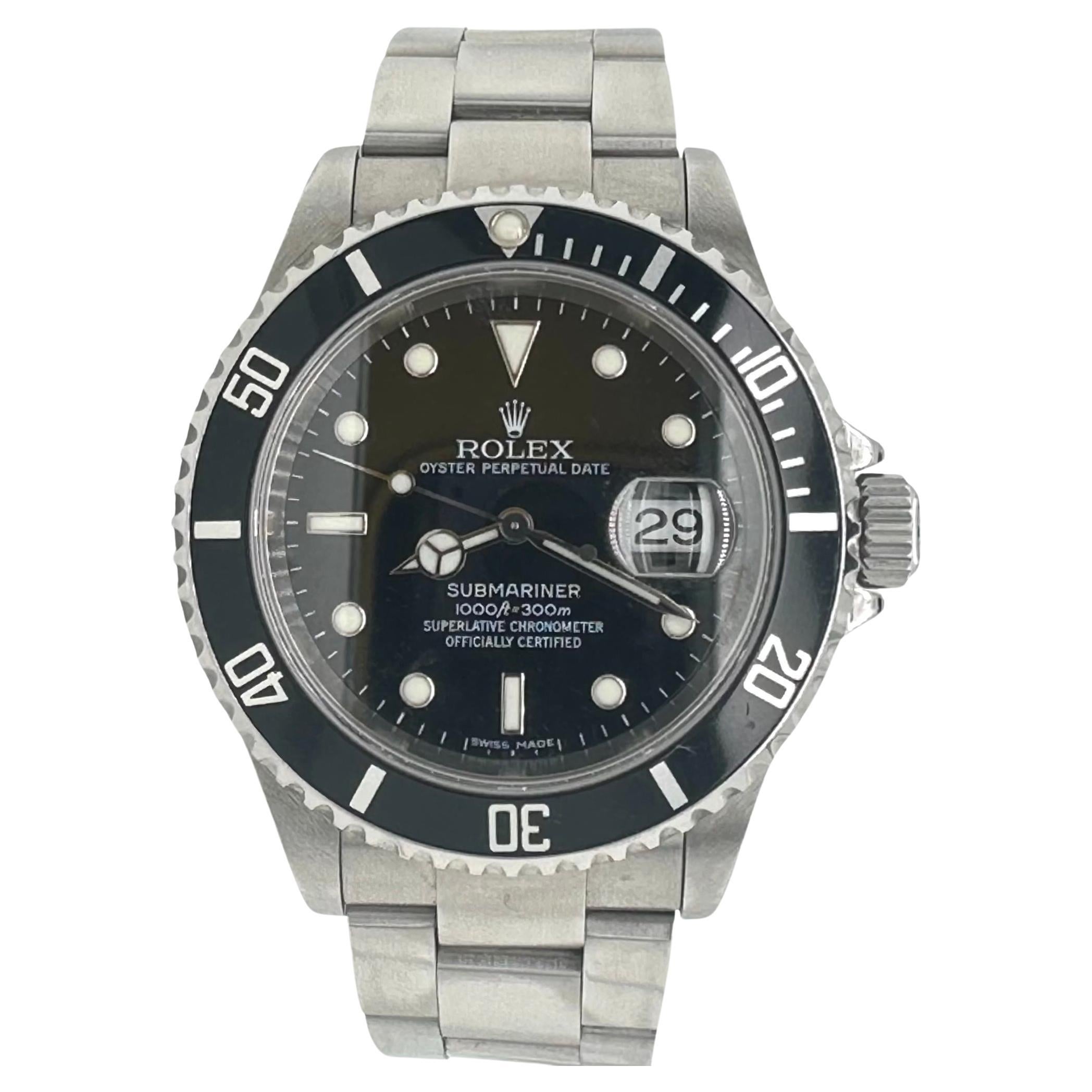 Rolex Submariner Date 16610 Stainless Steel Watch For Sale