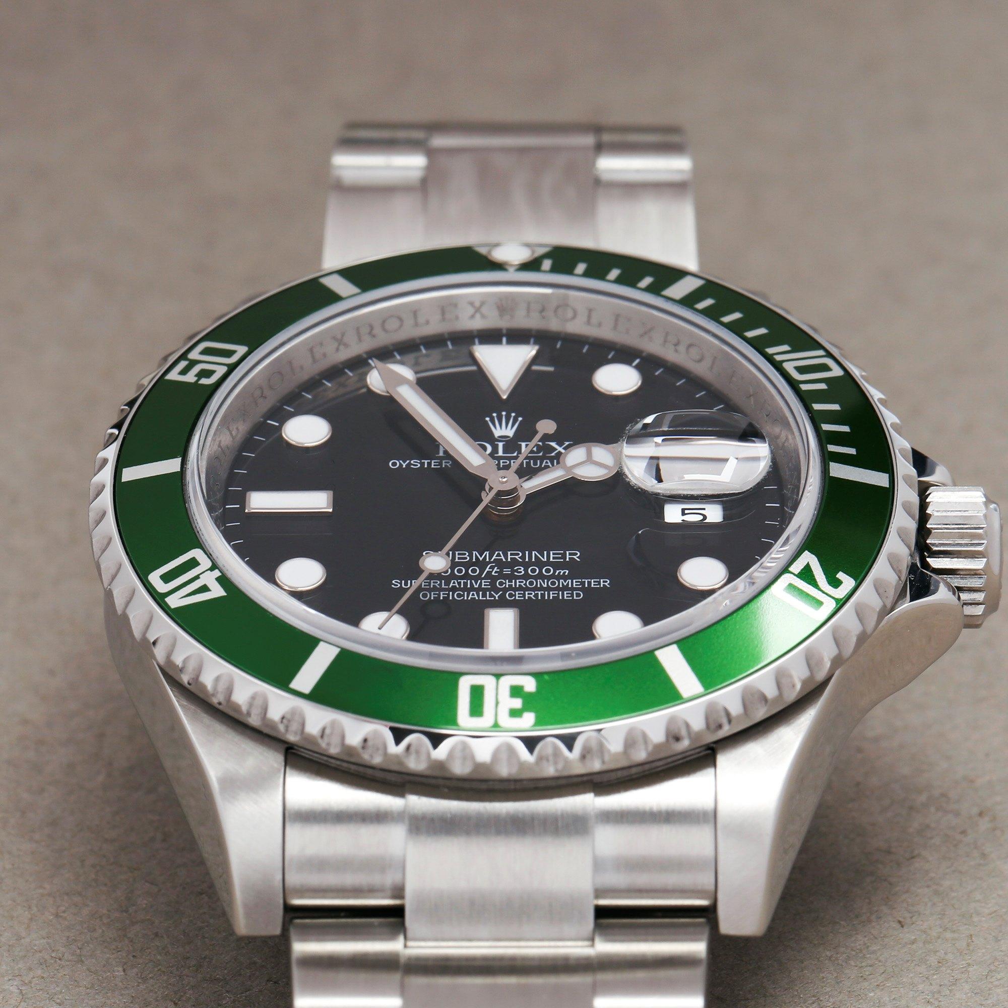 Rolex Submariner Date 16610LV Men's Stainless Steel Kermit' Watch 3