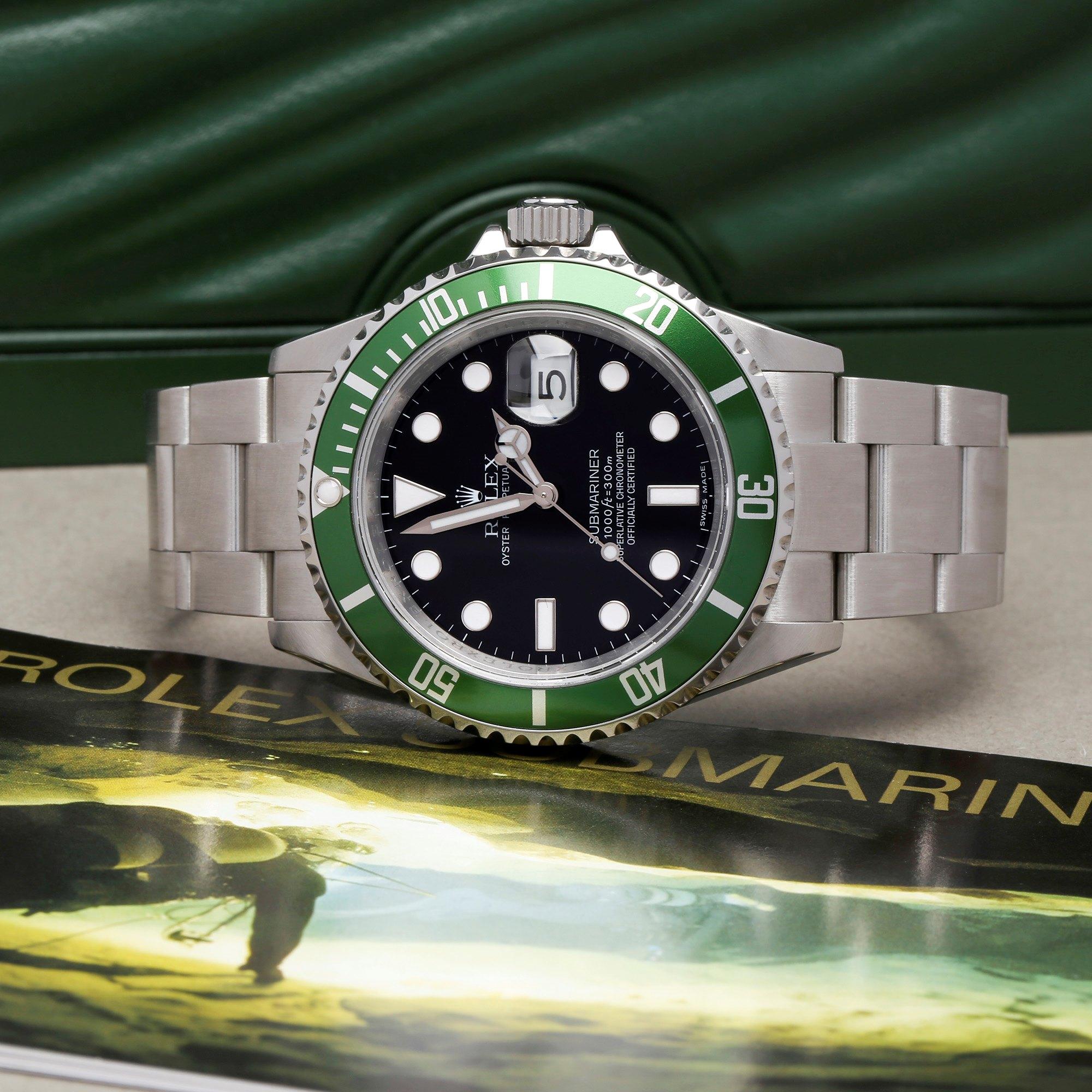 Rolex Submariner Date 16610LV Men's Stainless Steel Kermit' Watch 6