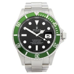 Used Rolex Submariner Date 16610LV Men's Stainless Steel Kermit Watch