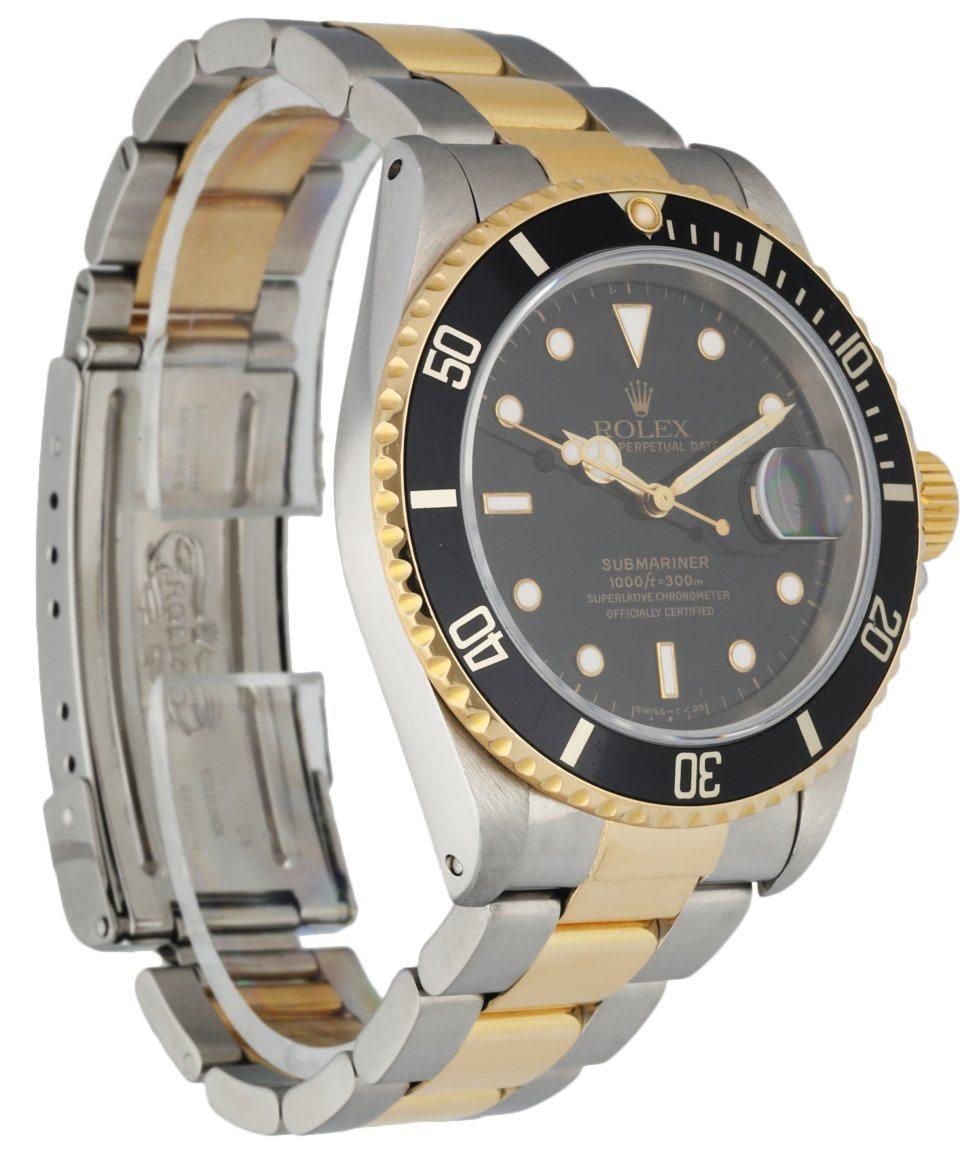 Rolex Submariner Date 16613 18k Yellow Gold Men's Watch In Excellent Condition In Great Neck, NY