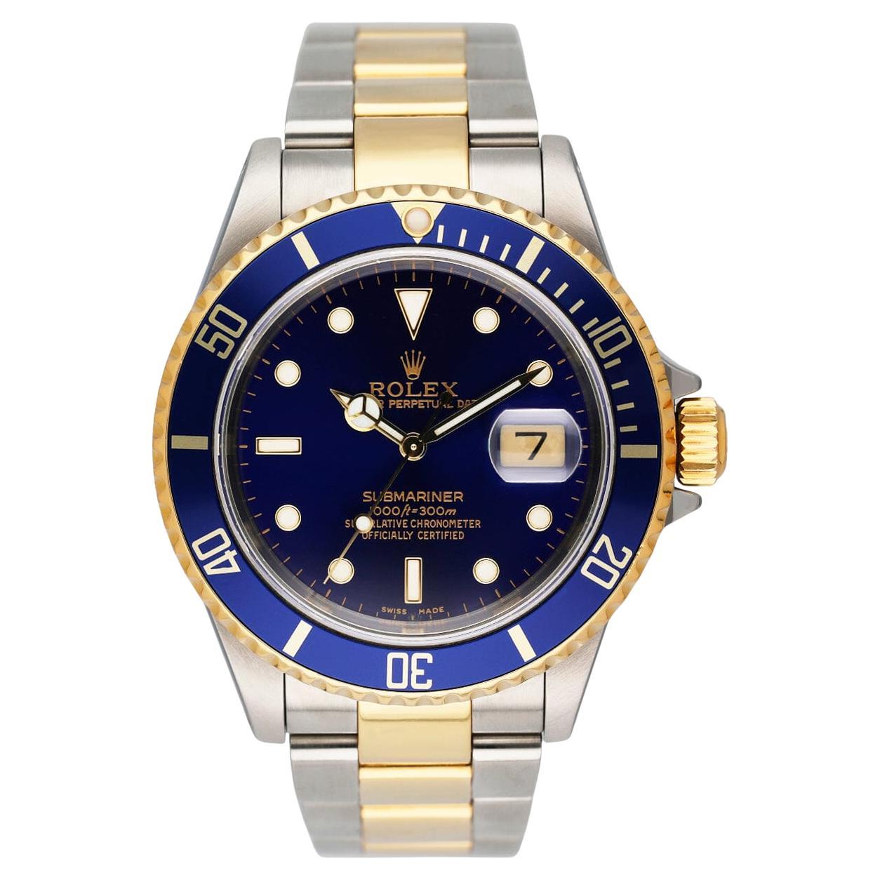 Rolex Submariner Date 16613 Blue Dial Mens Watch Box Papers