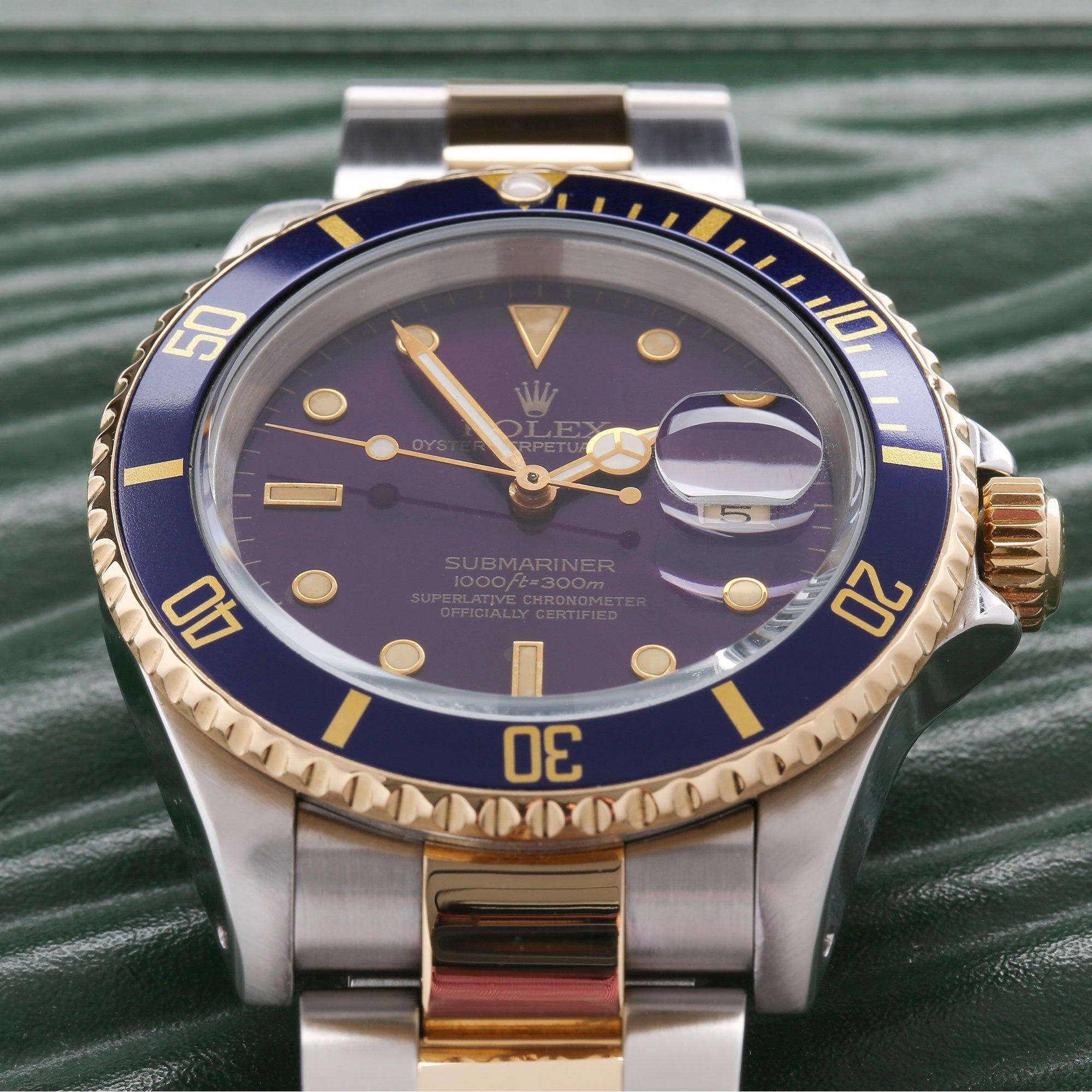 Rolex Submariner Date 16613 Men’s Stainless Steel and Yellow Gold Purple Watch 1
