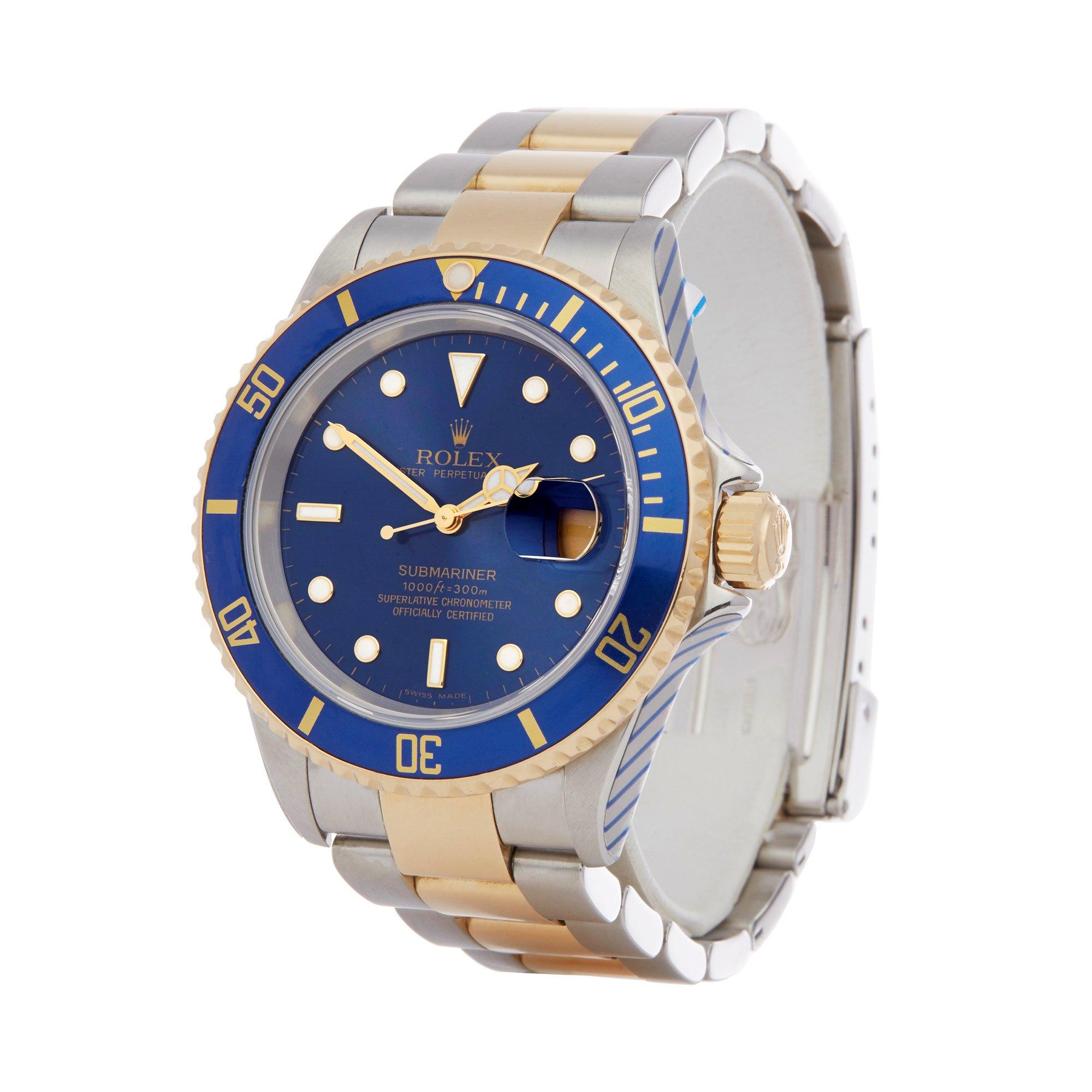 Xupes Reference: W007210
Manufacturer: Rolex
Model: Submariner
Model Variant: Date
Model Number: 16613
Age: 08-10-2006
Gender: Men
Complete With: Rolex Box, Manuals, Guarantee, Swing Tags & Rolex Service Papers Dated 15th November 2016
Dial: Blue