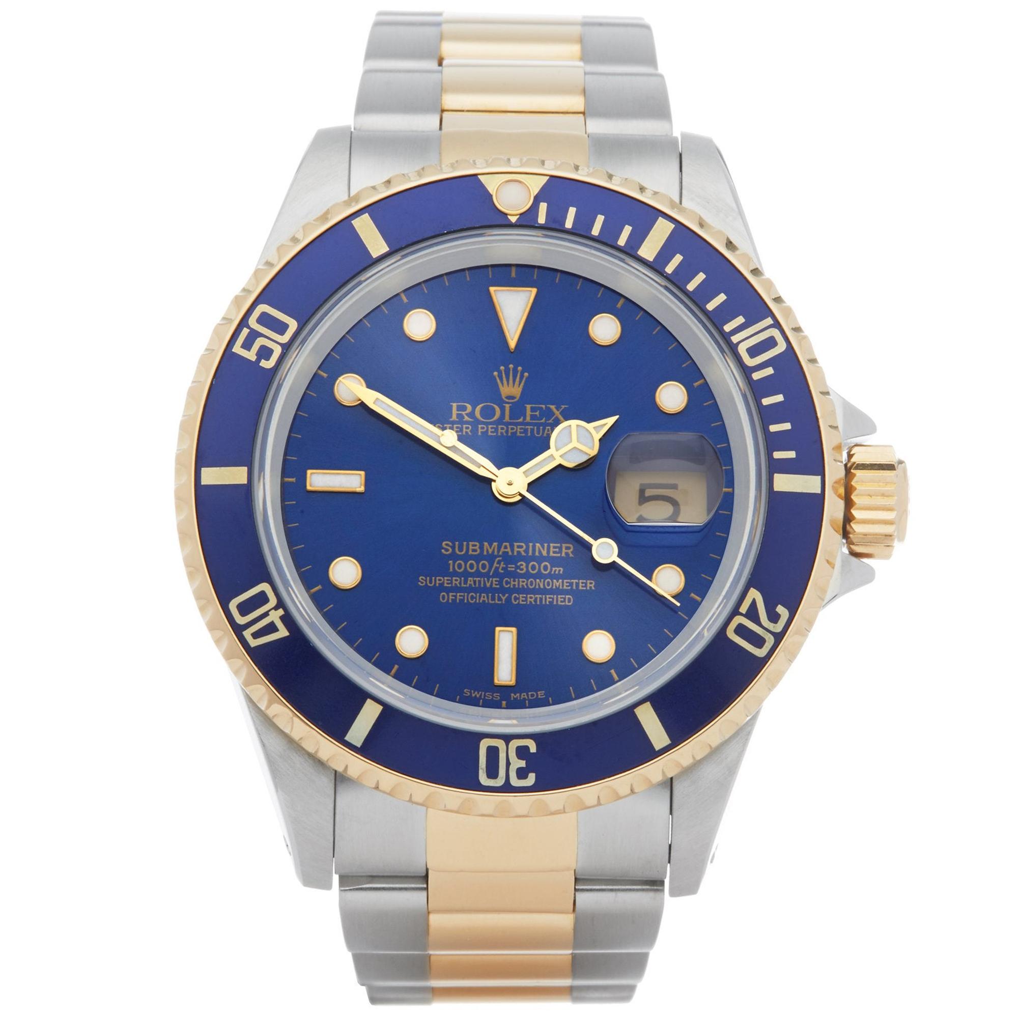 Rolex Submariner Date 16613 Men's Stainless Steel and Yellow Gold Watch