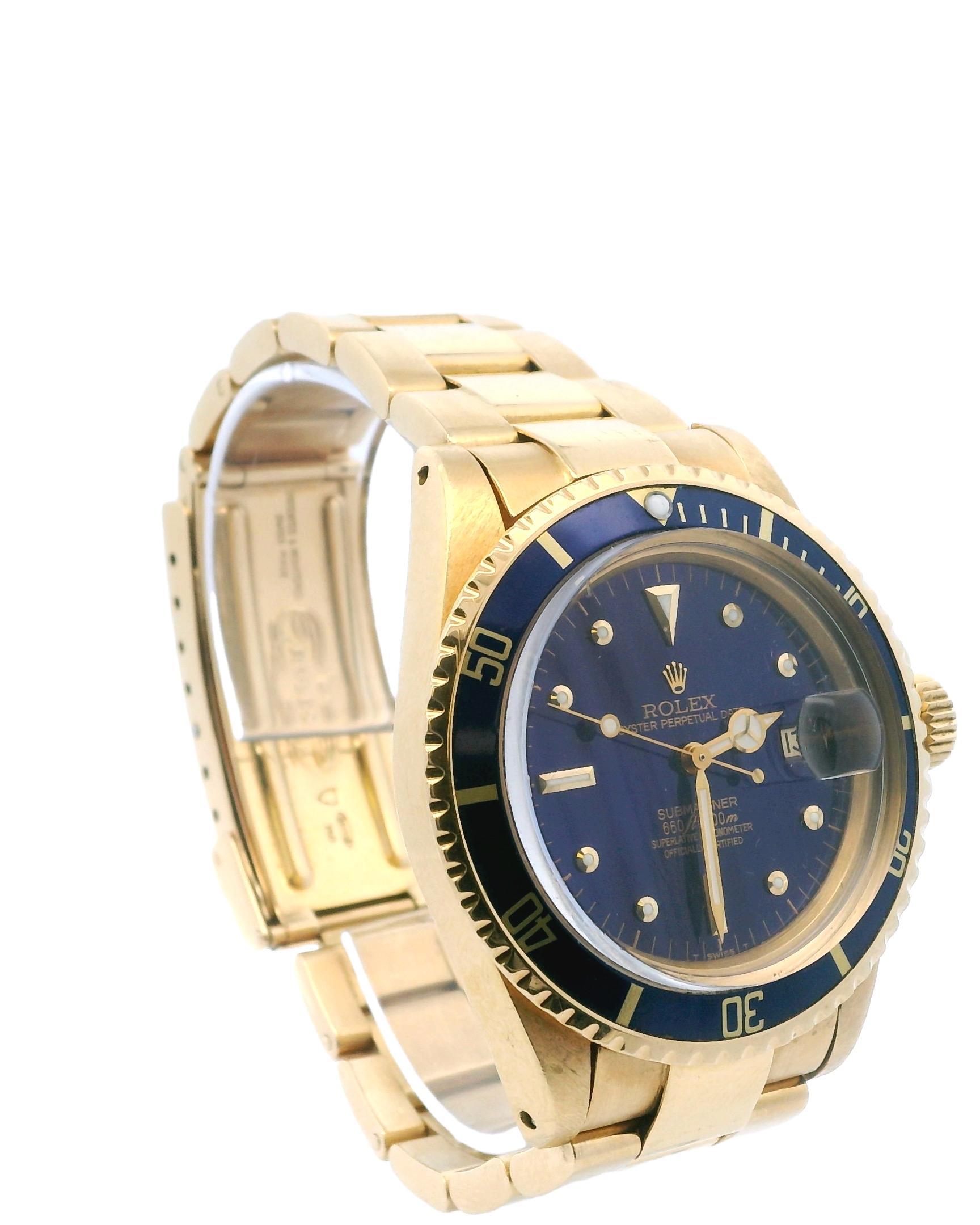 Rolex Submariner Date 1680 Blue Nipple Dial Mens Watch In Excellent Condition In Great Neck Plaza, NY