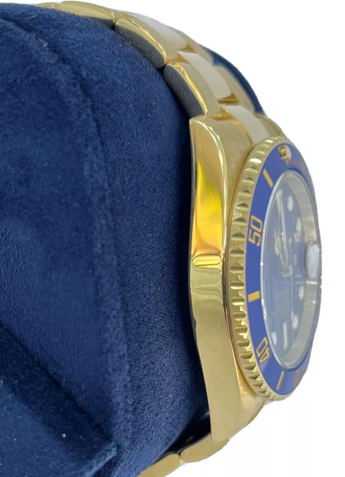 Rolex Submariner Date 18K Yellow Gold 40mm Blue Ceramic Oyster Watch 116618 For Sale 3