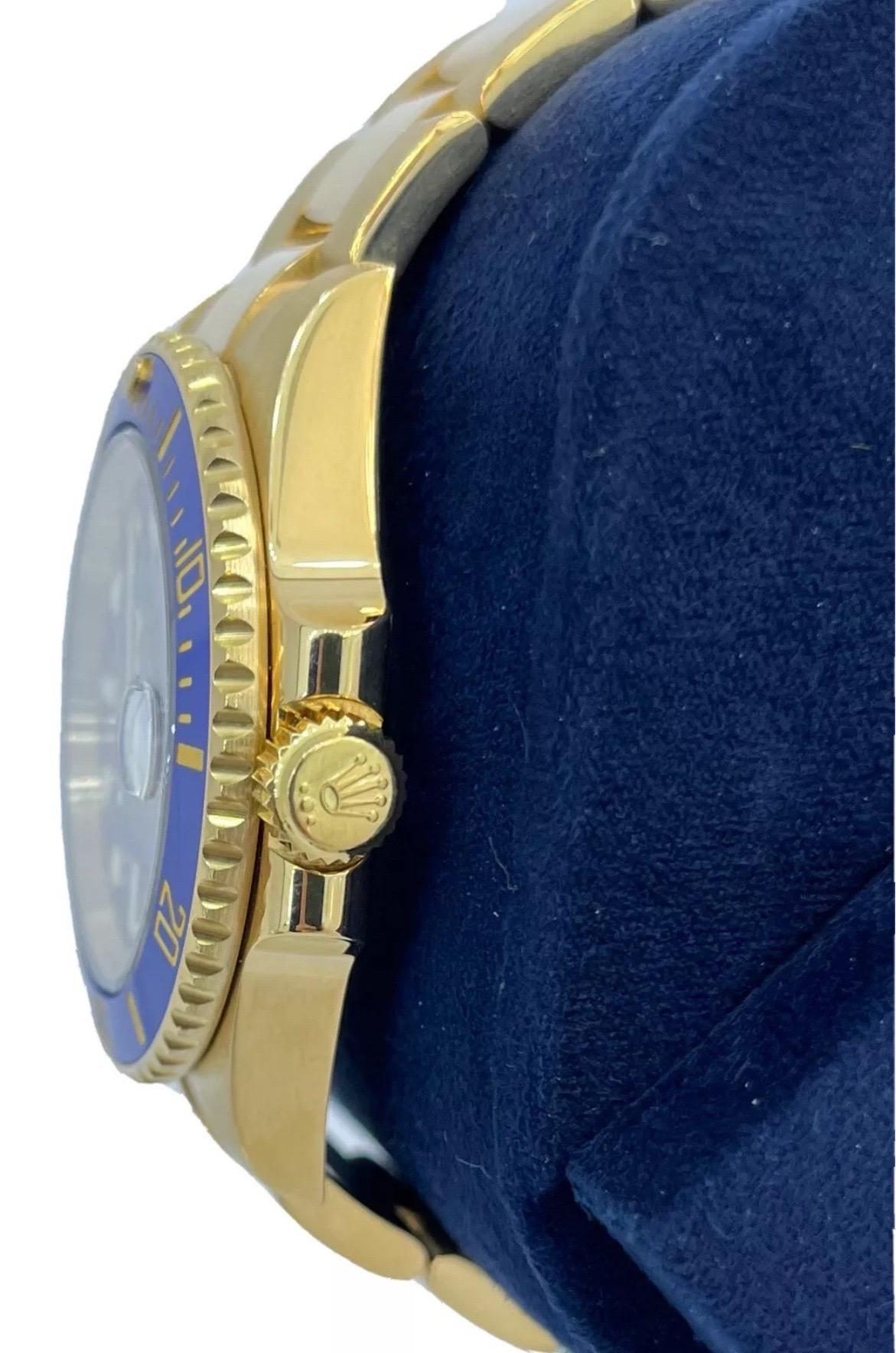 Rolex Submariner Date 18K Yellow Gold 40mm Blue Ceramic Oyster Watch 116618 For Sale 5