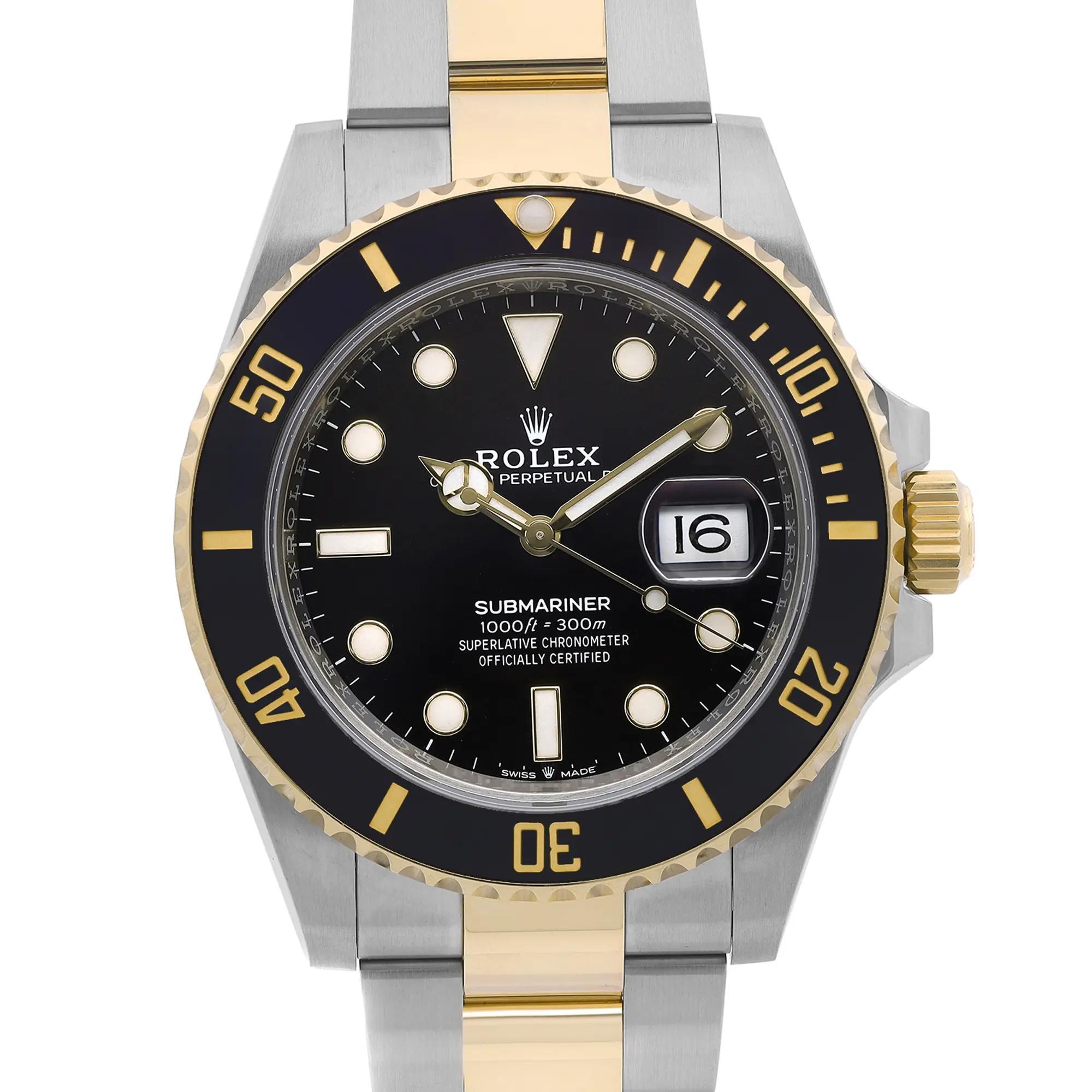 Rolex Montre Submariner Date en or jaune 18 carats avec cadran en acier noir, pour hommes 126613LN en vente 1