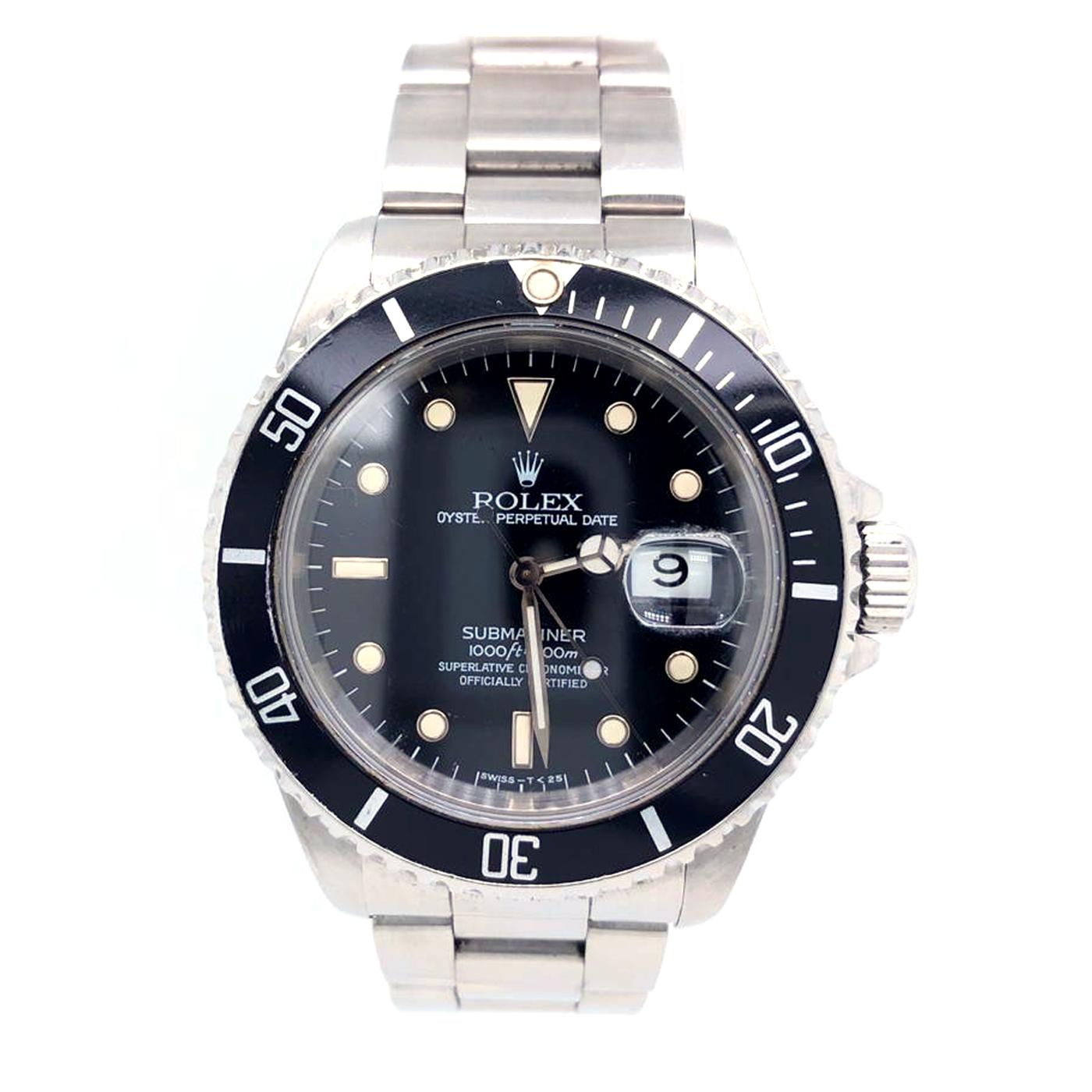 Modernist Rolex Submariner Date 40 Black Dial Oyster Stainless Steel Bracelet Watch 16610