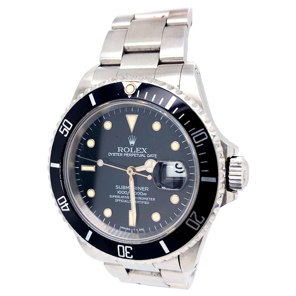 Rolex Submariner Date 40 Black Dial Oyster Stainless Steel Bracelet Watch 16610