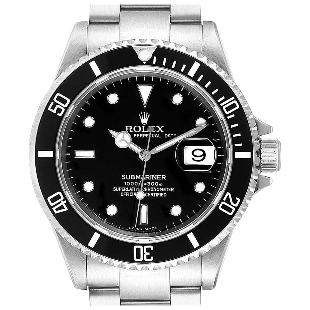 Rolex Submariner Date 40 Stainless Steel Automatic Men’s Watch 16610 For Sale