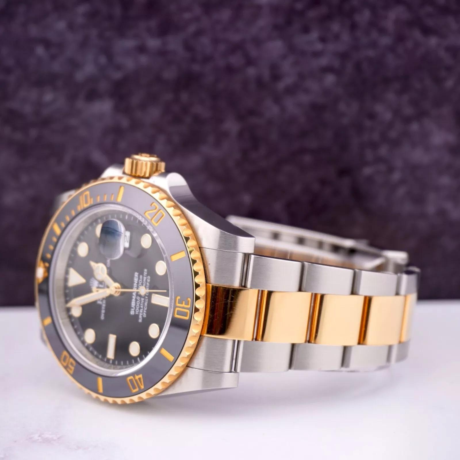 Rolex Submariner Date 40mm 18k Yellow Gold & Steel Black Oyster Watch 126613LN For Sale 3
