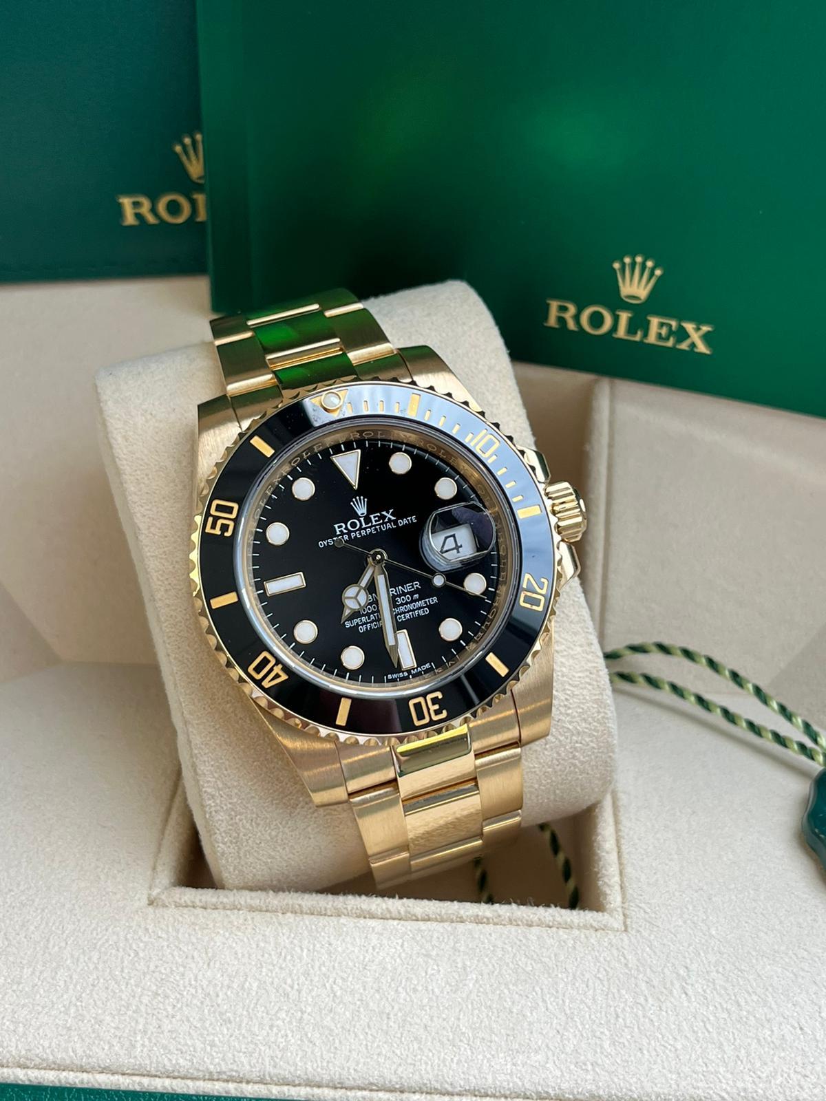 Montre homme Rolex Submariner Date Automatic Yellow Gold Black Dial 116618LN en vente 4