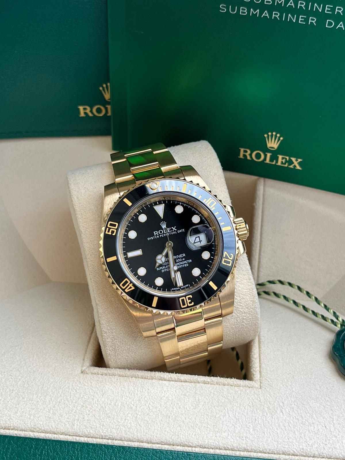 Rolex Submariner Date 40mm Automático Oro Amarillo Esfera Negra Reloj Caballero 116618LN en venta 6