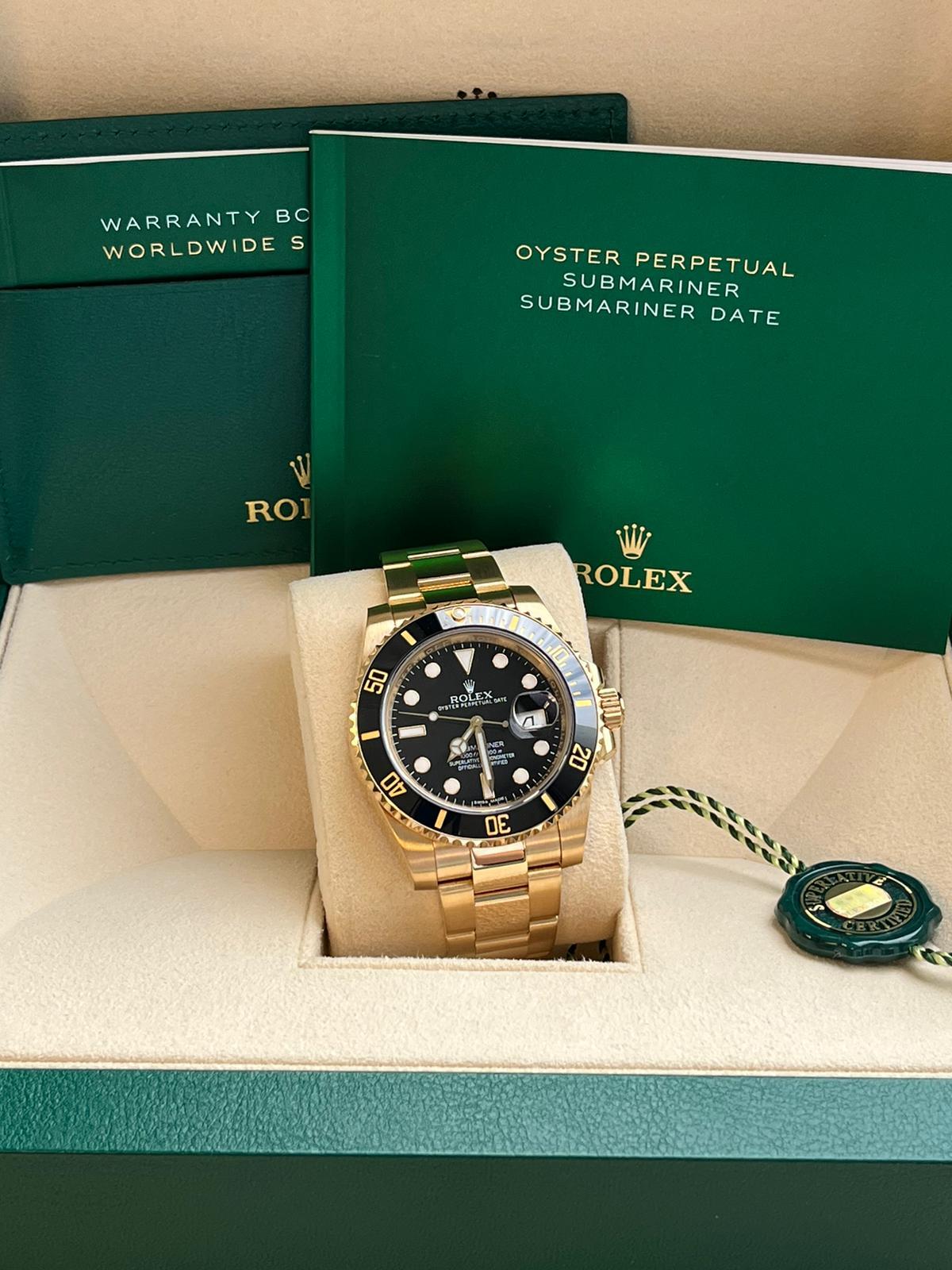 Rolex Submariner Date 40mm Automático Oro Amarillo Esfera Negra Reloj Caballero 116618LN en Excelente estado para la venta en Aventura, FL