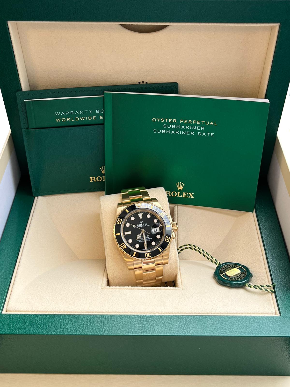 Modernist Rolex Submariner Date Automatic Yellow Gold Black Dial Men's Watch 116618LN For Sale