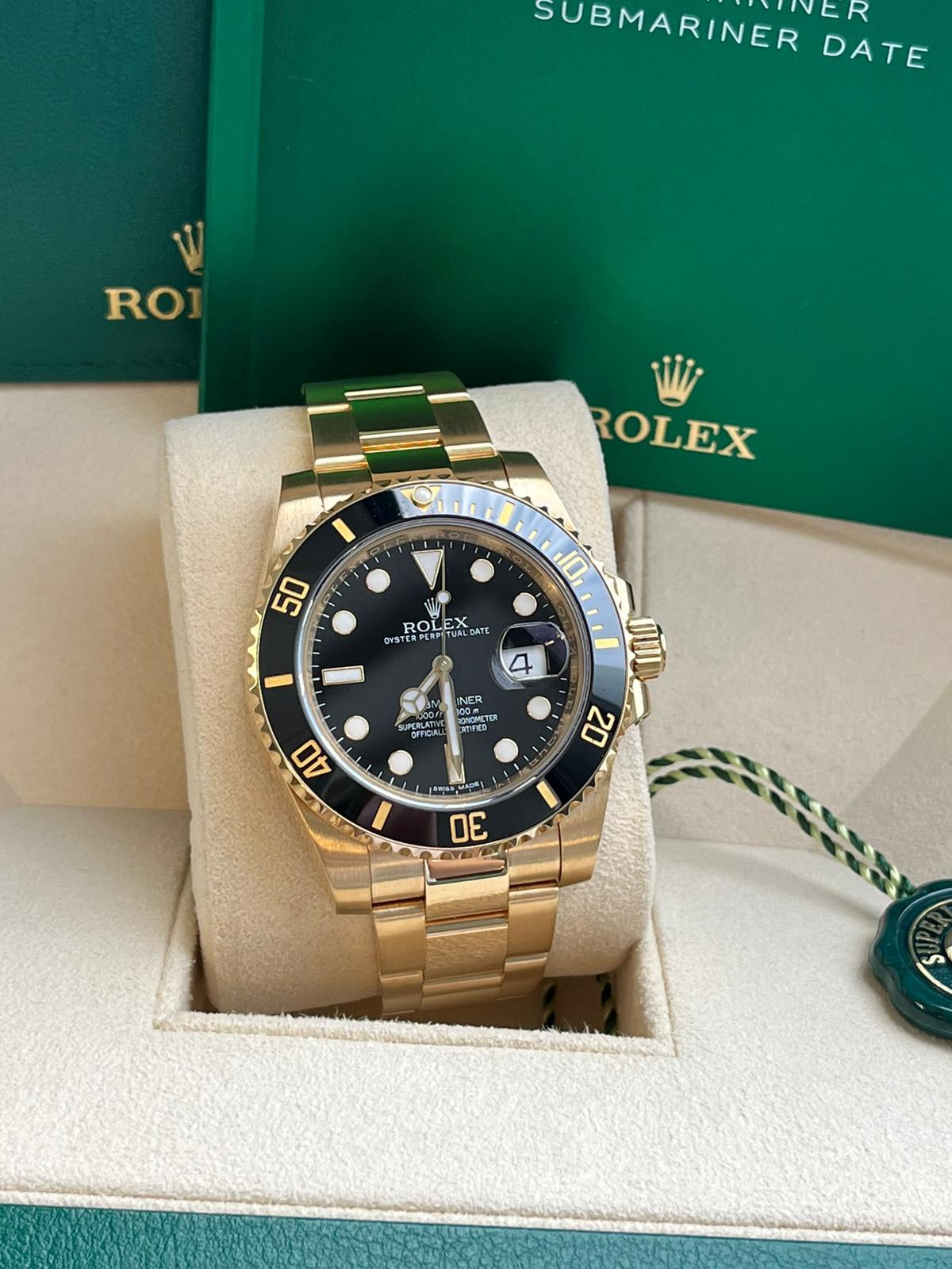 Rolex Submariner Date 40mm Automático Oro Amarillo Esfera Negra Reloj Caballero 116618LN en venta 3