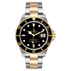 Used Rolex Submariner Date 40mm Black Dial 18K Yellow Gold Steel Men's Watch 16613