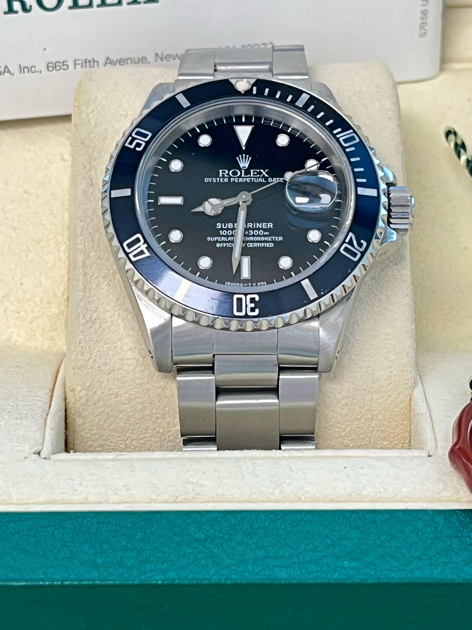 Montre homme Rolex Submariner Date 40mm Black Dial Oyster Steel Automatic 16610 en vente 5
