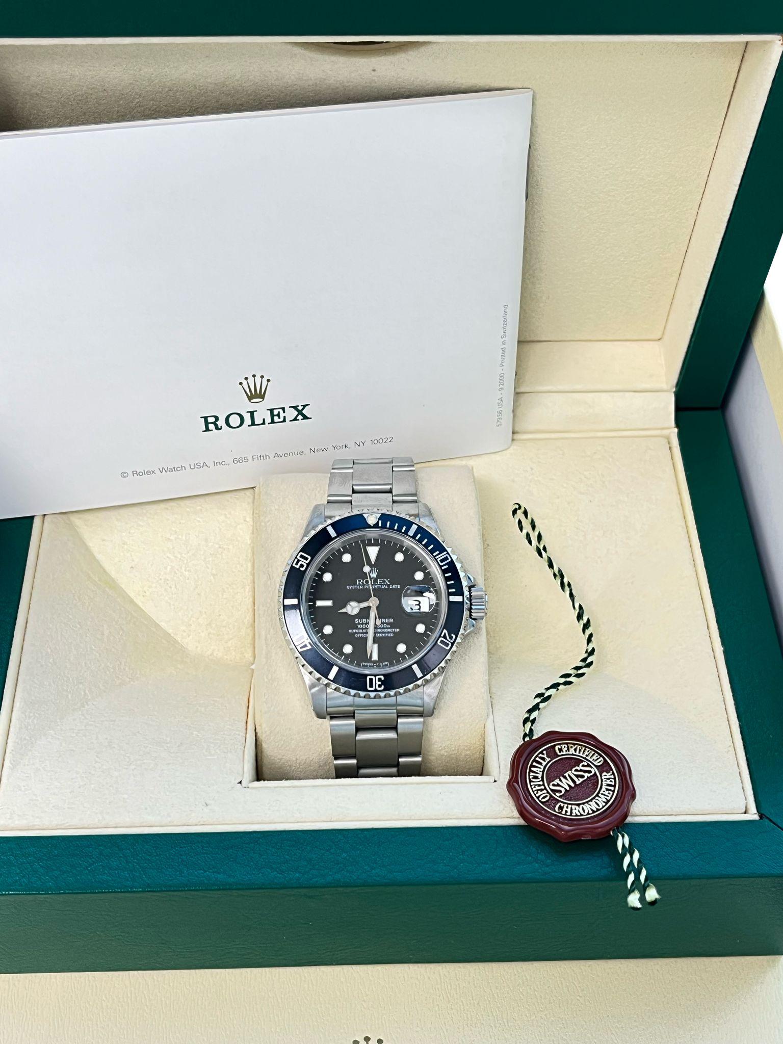 Montre homme Rolex Submariner Date 40mm Black Dial Oyster Steel Automatic 16610 en vente 1