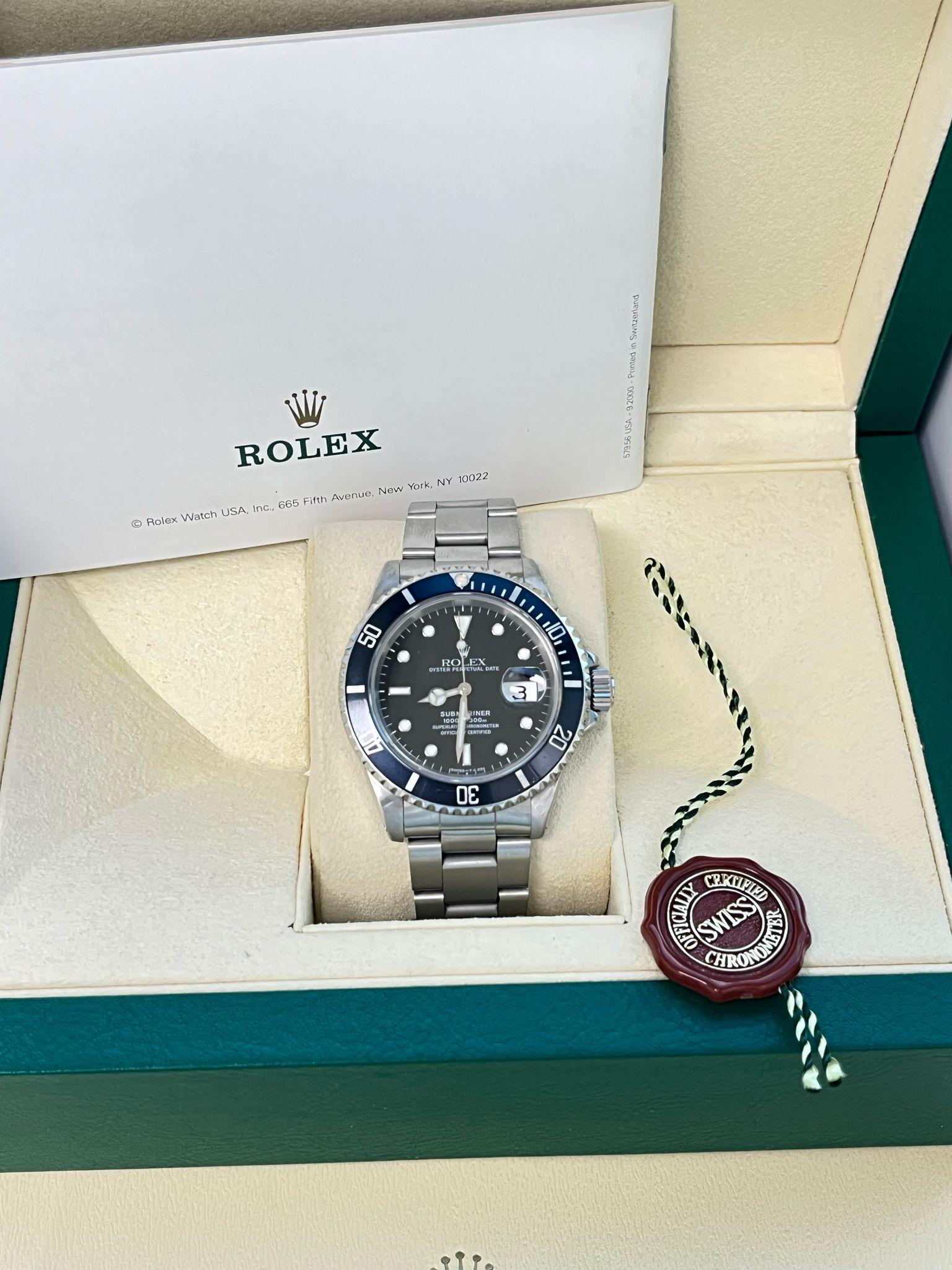 Montre homme Rolex Submariner Date 40mm Black Dial Oyster Steel Automatic 16610 en vente 2