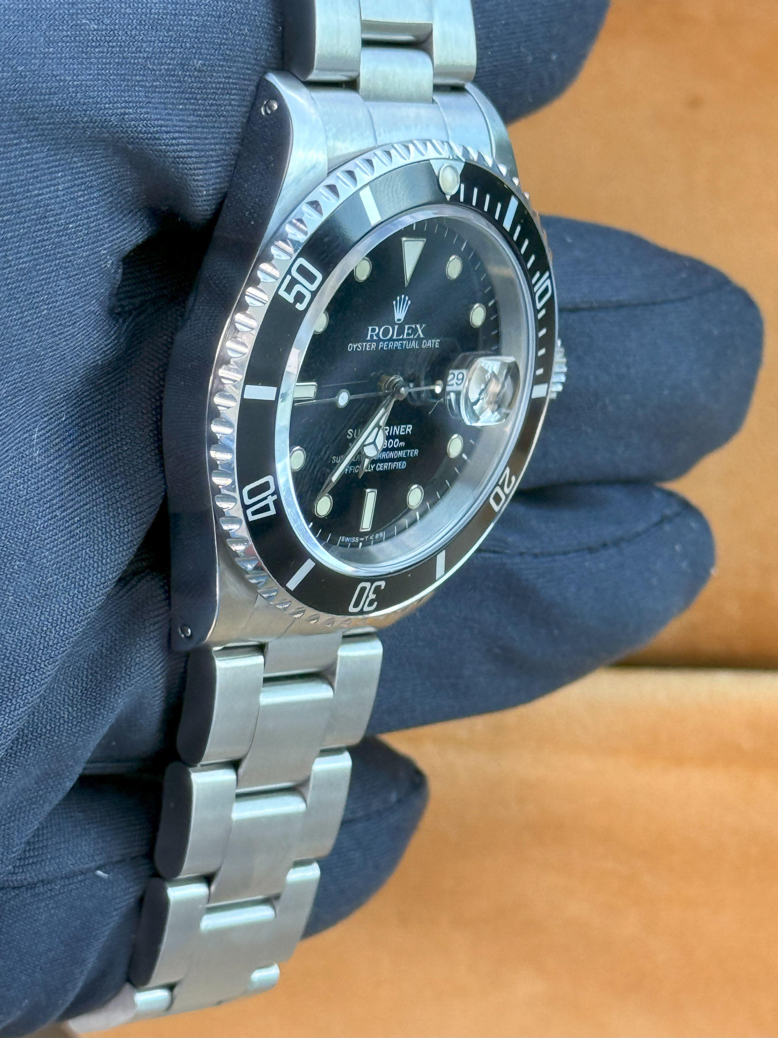 Rolex Submariner Date 40mm schwarzes Zifferblatt Edelstahl Automatikuhr 16610 im Angebot 6
