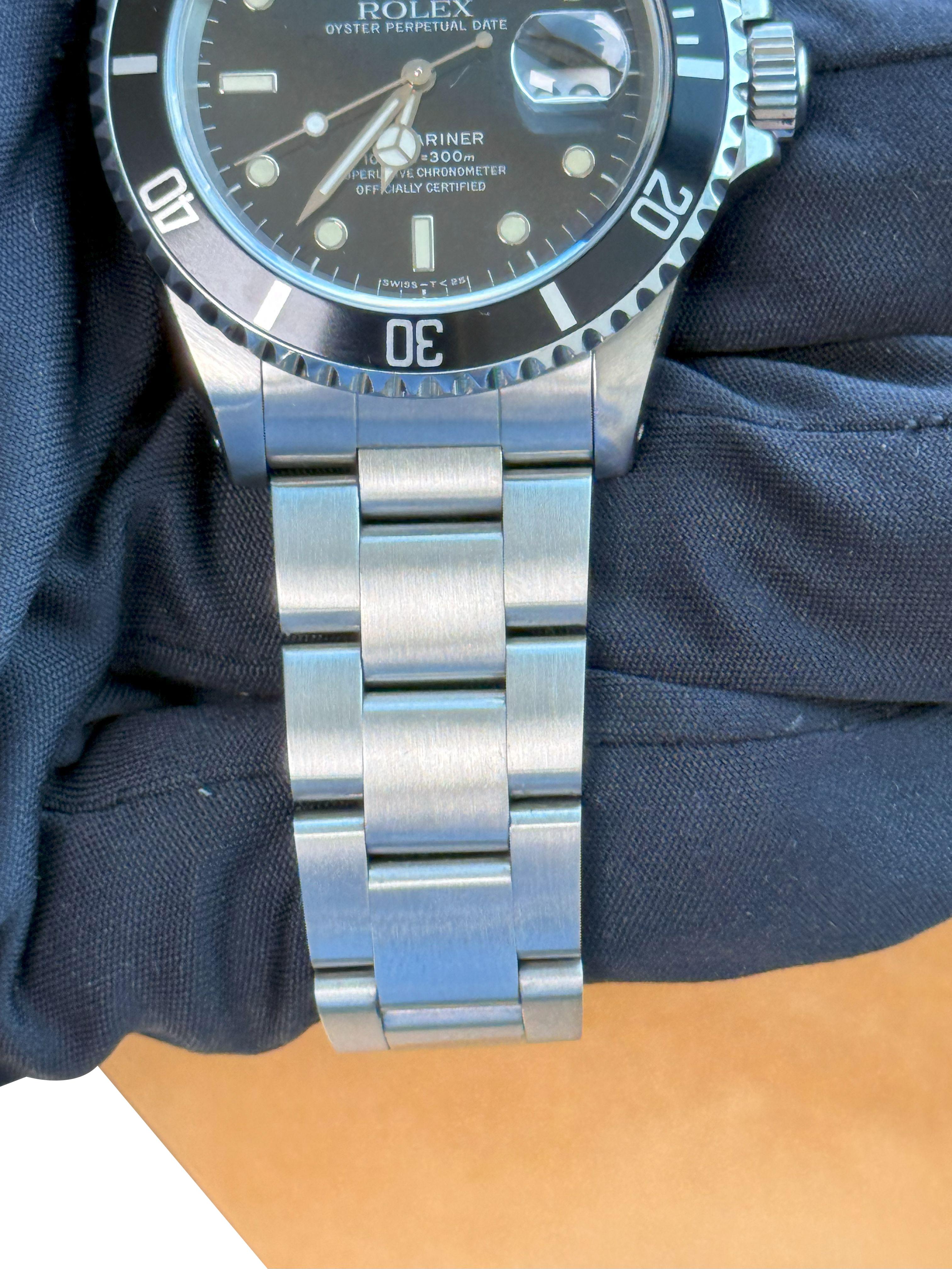 Rolex Submariner Date 40mm schwarzes Zifferblatt Edelstahl Automatikuhr 16610 im Angebot 7