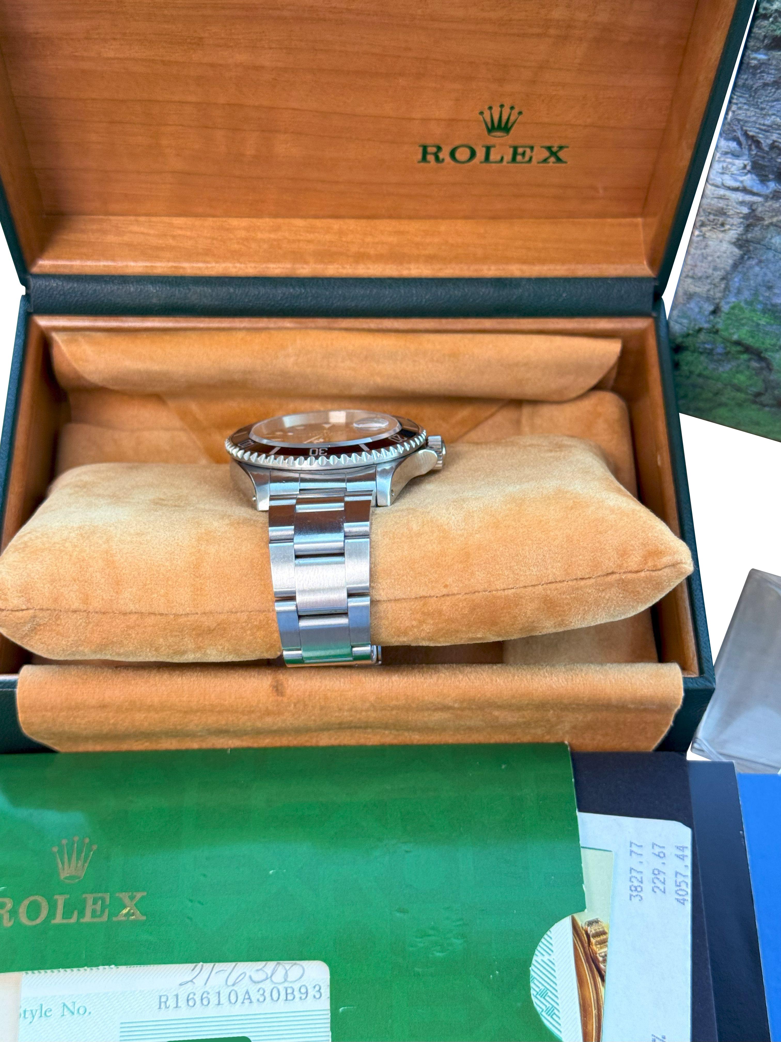 Rolex Submariner Date 40mm schwarzes Zifferblatt Edelstahl Automatikuhr 16610 im Angebot 8