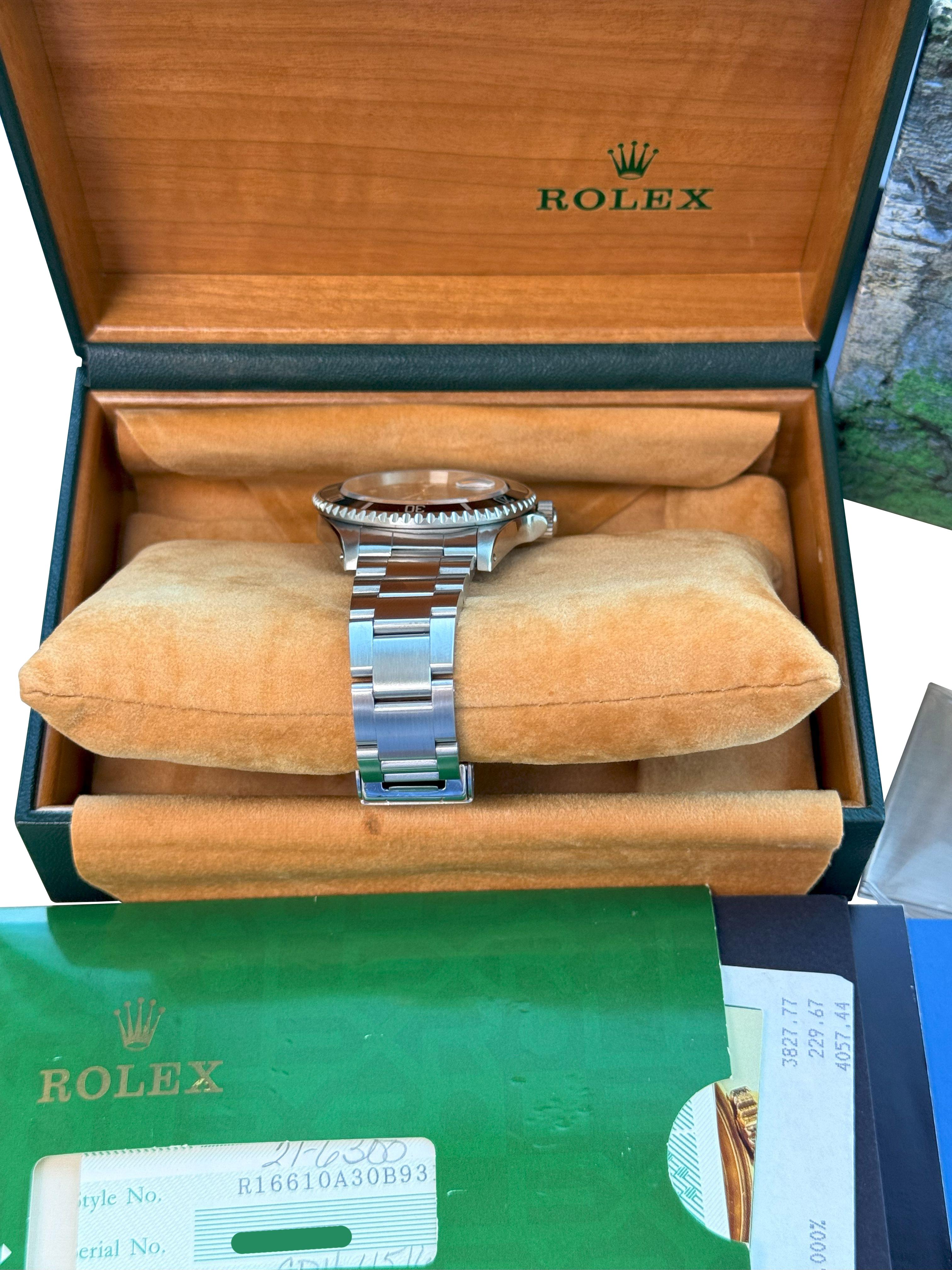 Rolex Submariner Date 40mm schwarzes Zifferblatt Edelstahl Automatikuhr 16610 im Angebot 9