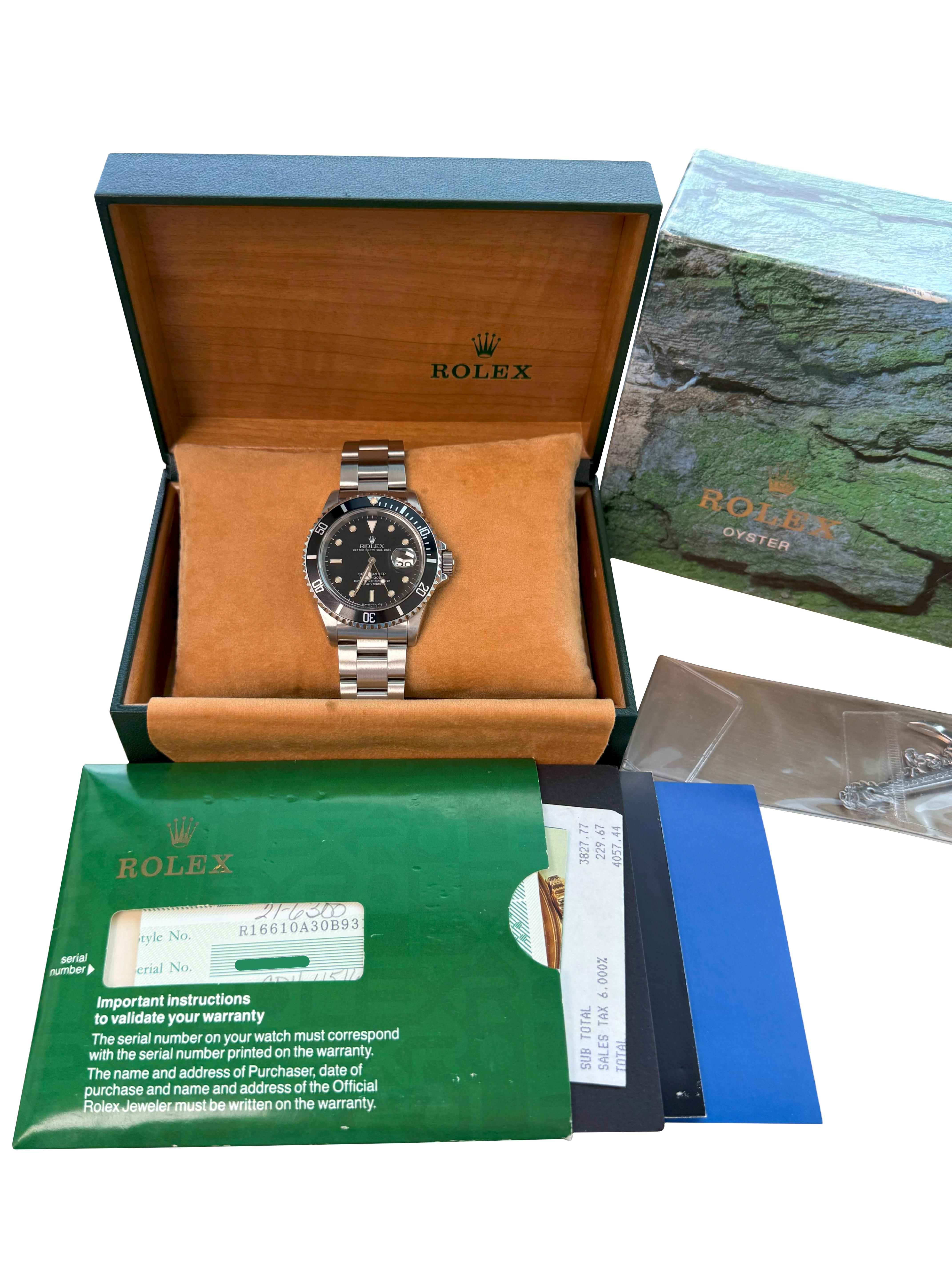Rolex Submariner Date 40mm schwarzes Zifferblatt Edelstahl Automatikuhr 16610 (Modernistisch) im Angebot