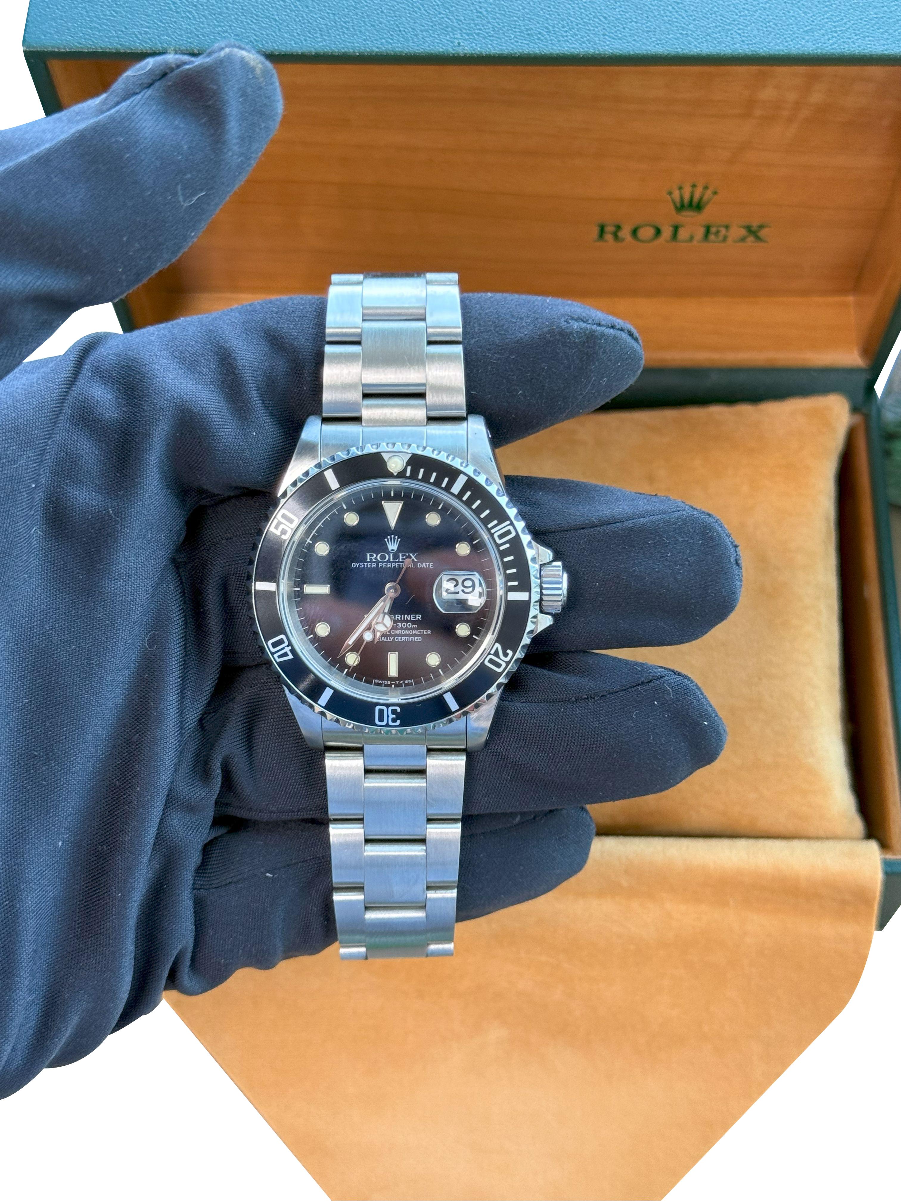 Rolex Submariner Date 40mm schwarzes Zifferblatt Edelstahl Automatikuhr 16610 im Angebot 4