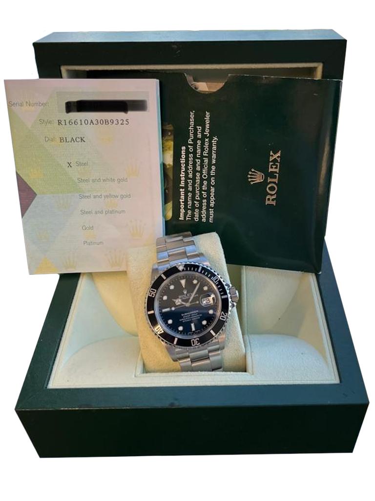 Rolex Submariner Black Dial Stainless Steel Oyster Mens Watch 16610 For Sale 3