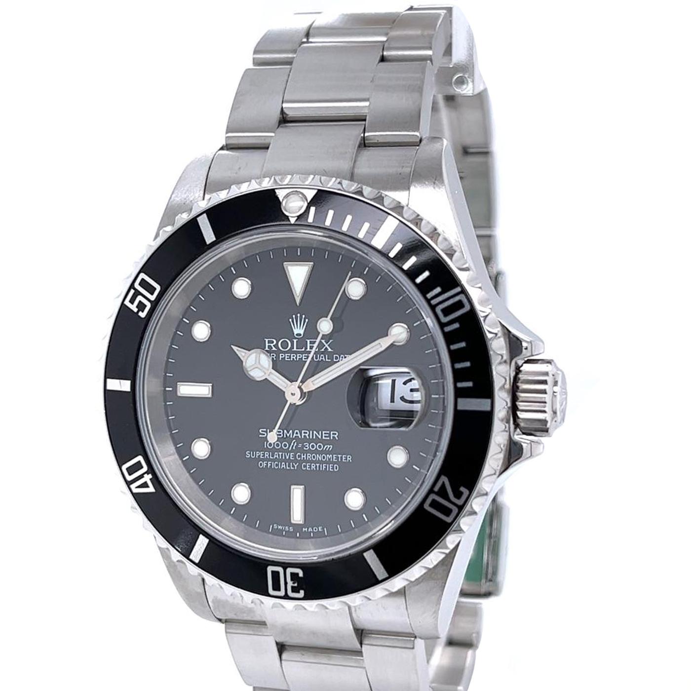 Rolex Submariner Edelstahl Oyster Herrenuhr 16610 mit schwarzem Zifferblatt (Modernistisch)