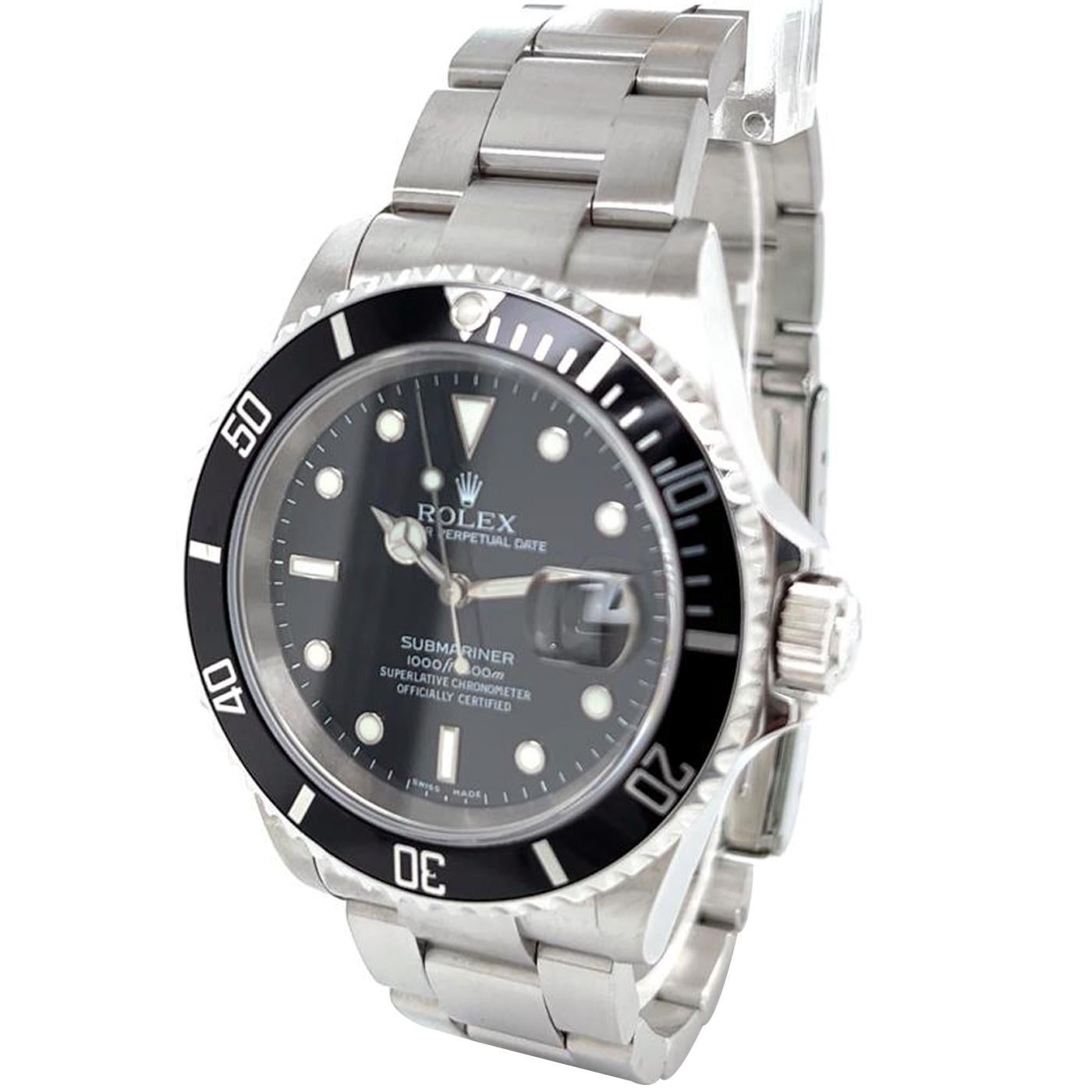 Rolex Submariner Edelstahl Oyster Herrenuhr 16610 mit schwarzem Zifferblatt 1