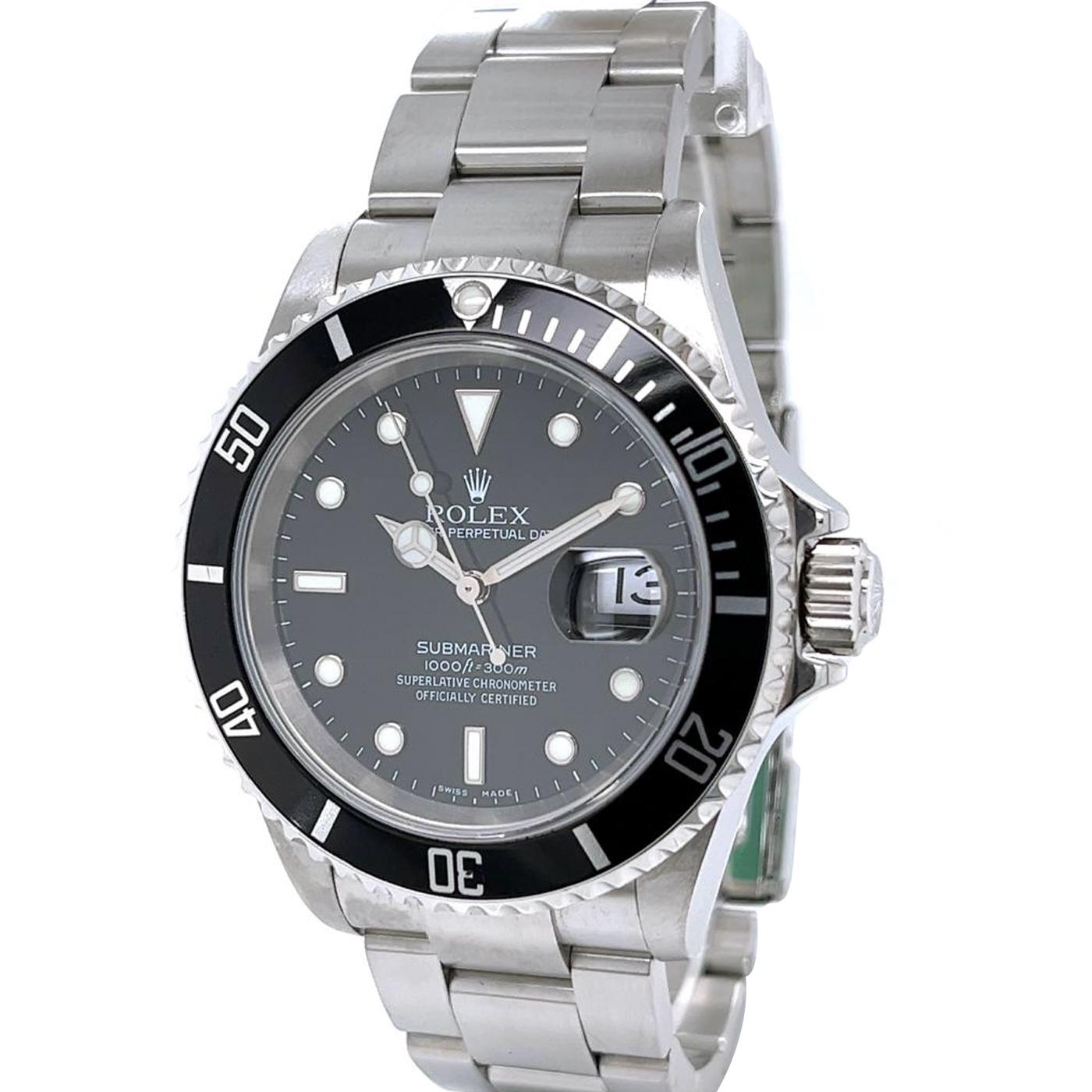 Rolex Submariner Edelstahl Oyster Herrenuhr 16610 mit schwarzem Zifferblatt 2