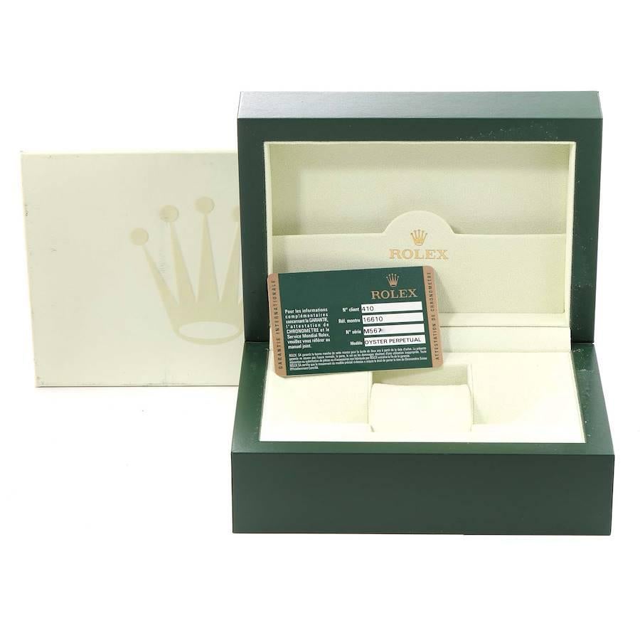 Rolex Submariner Date 40mm Schwarzes Zifferblatt Stahl-Herrenuhr 16610 Box Card im Angebot 9