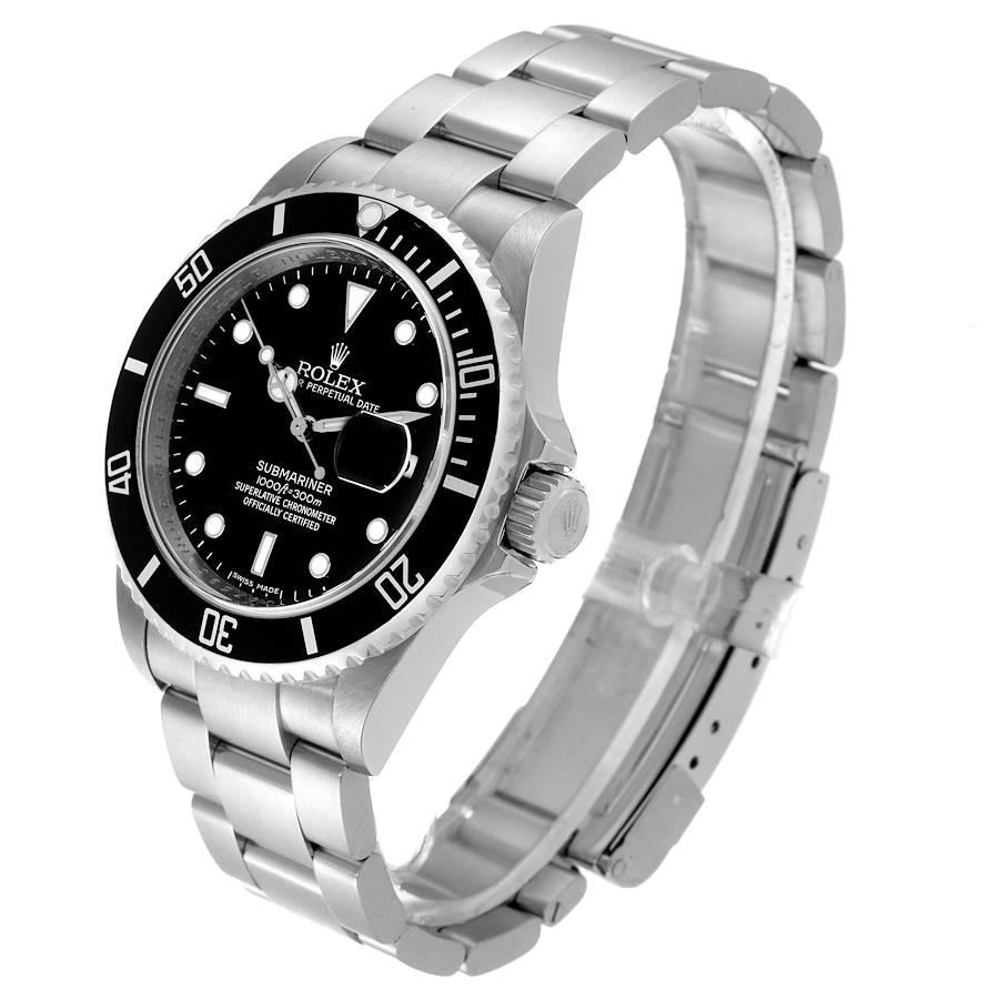 Rolex Submariner Date 40mm Schwarzes Zifferblatt Stahl-Herrenuhr 16610 Box Card im Angebot 1