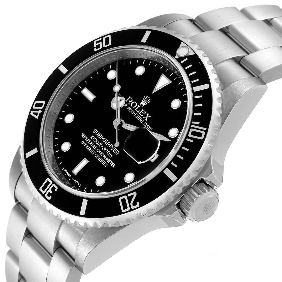 Rolex Submariner Date 40mm Schwarzes Zifferblatt Stahl-Herrenuhr 16610 Box Card im Angebot 2
