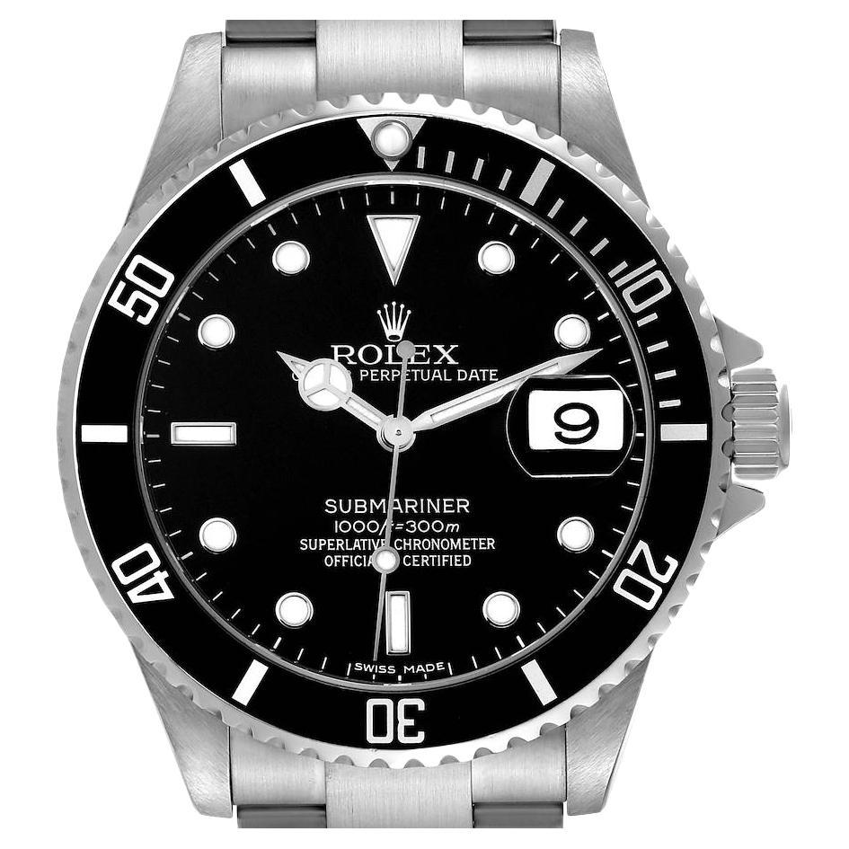Rolex Submariner Date 40mm Schwarzes Zifferblatt Stahl-Herrenuhr 16610 Box Card im Angebot