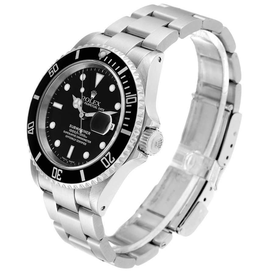 Men's Rolex Submariner Date 40mm Black Dial Steel Mens Watch 16610 Box Papers