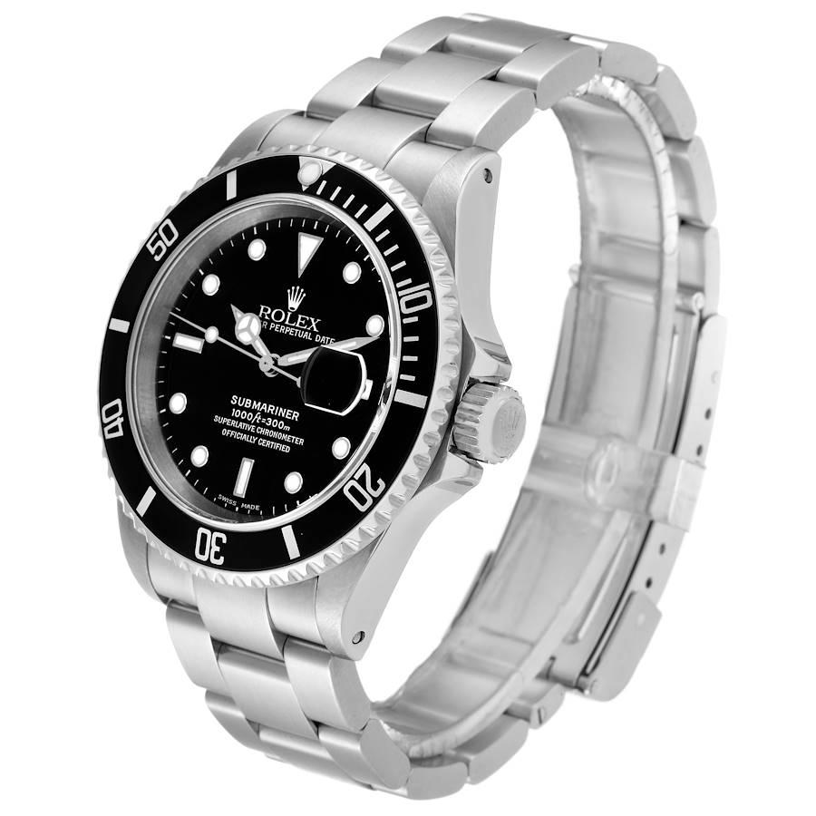 Rolex Submariner Date 40mm Black Dial Steel Mens Watch 16610 Box Papers In Excellent Condition In Atlanta, GA