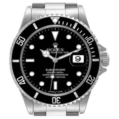 Rolex Submariner Date Black Dial Steel Mens Watch 16610 Box Papers